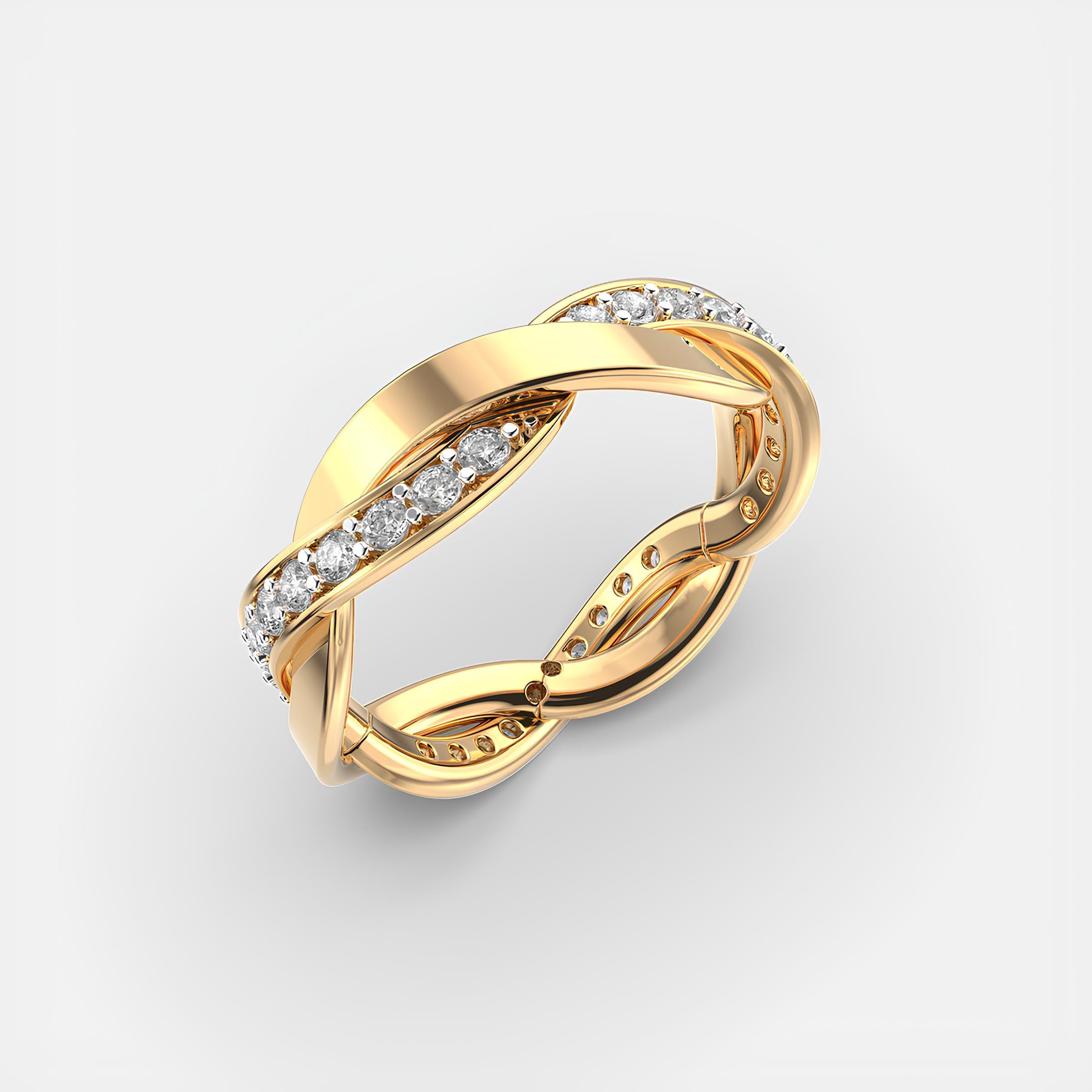 Round EF VS/SI Lab-Created Diamond Half Eternity Wedding Band – 14K Rose Gold