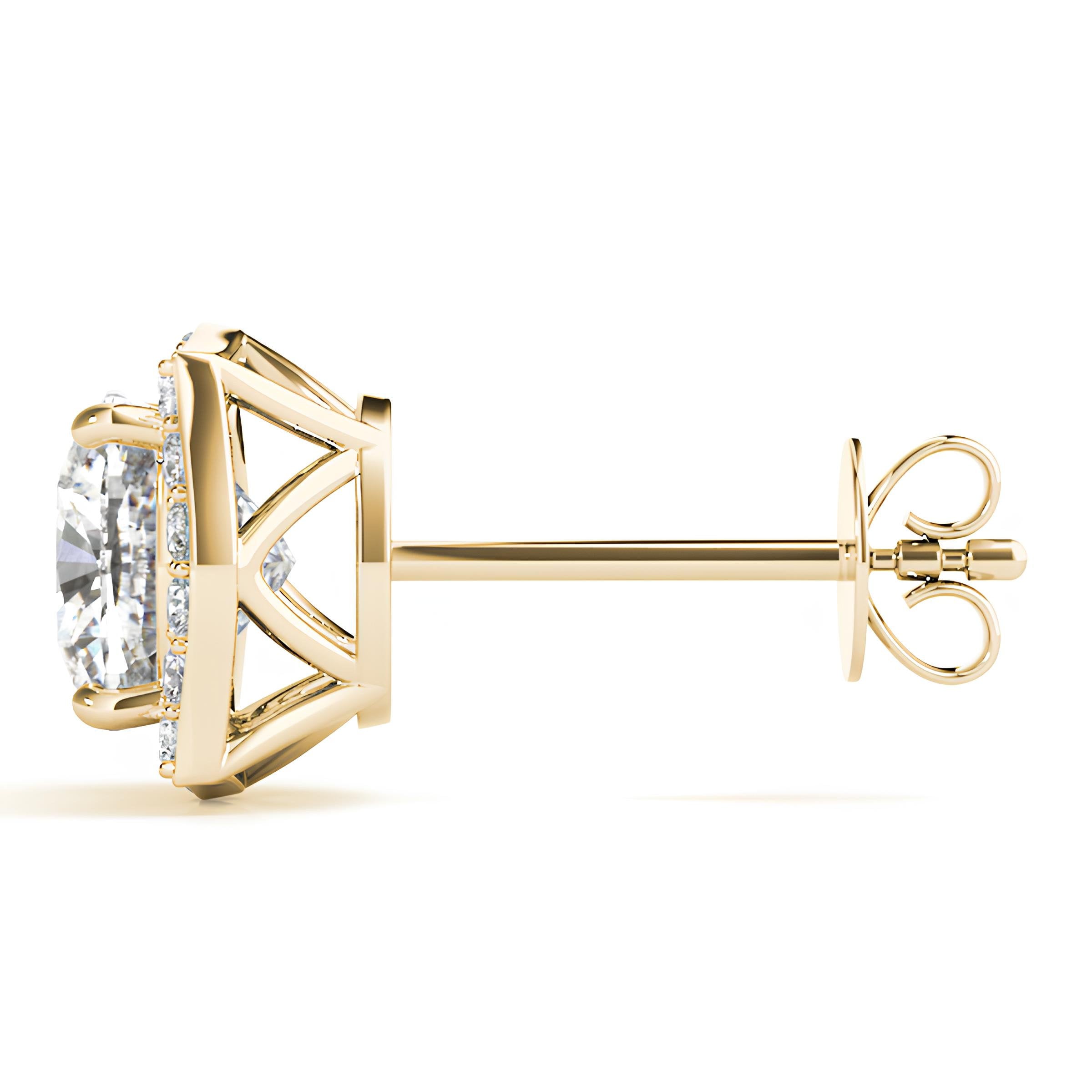 0.25–4.00 Carat Round Lab-Grown Diamond Halo Stud Earrings 14K Gold Earrings for Her Perfect for Valentine’s Day or Anniversary Gifts