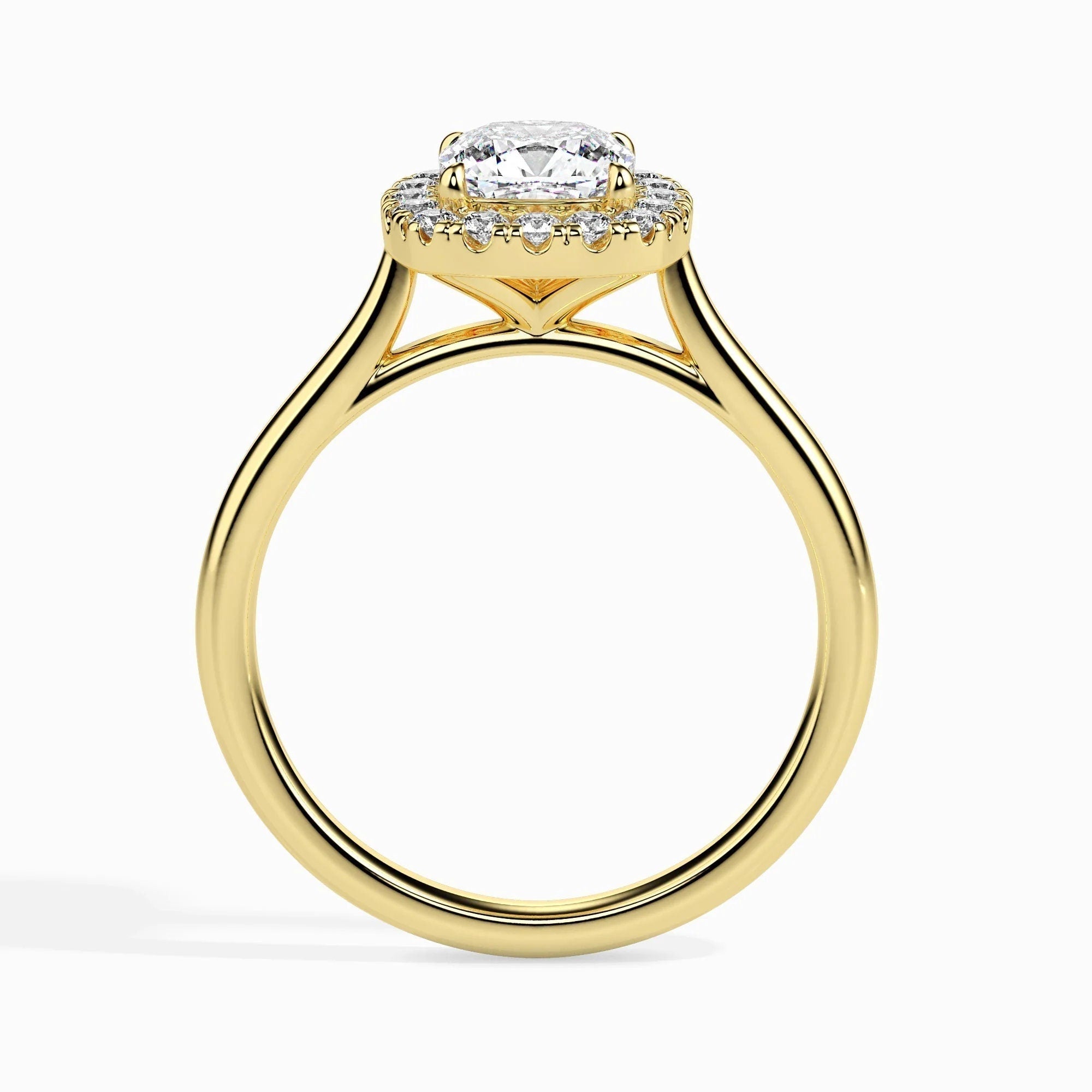 IGI Certified 0.50 Ct EF VS/SI Lab-Grown Cushion Diamond Halo Engagement Ring – 14K Solid Gold – Conflict-Free & Ethically Sourced