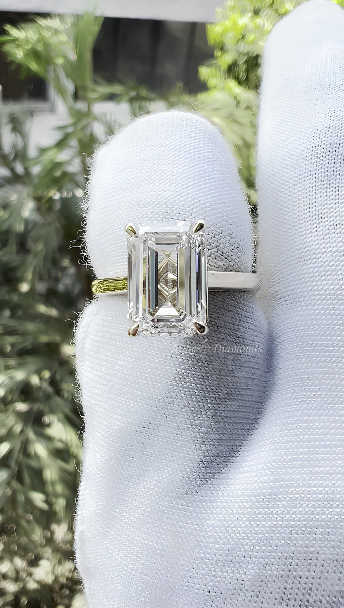 Emerald Cut Solitaire Engagement Ring, 3.54 Ct Lab Grown Diamond Ring, Certified GH/SI Diamond 14K Yellow Gold Wedding Ring, Size 7