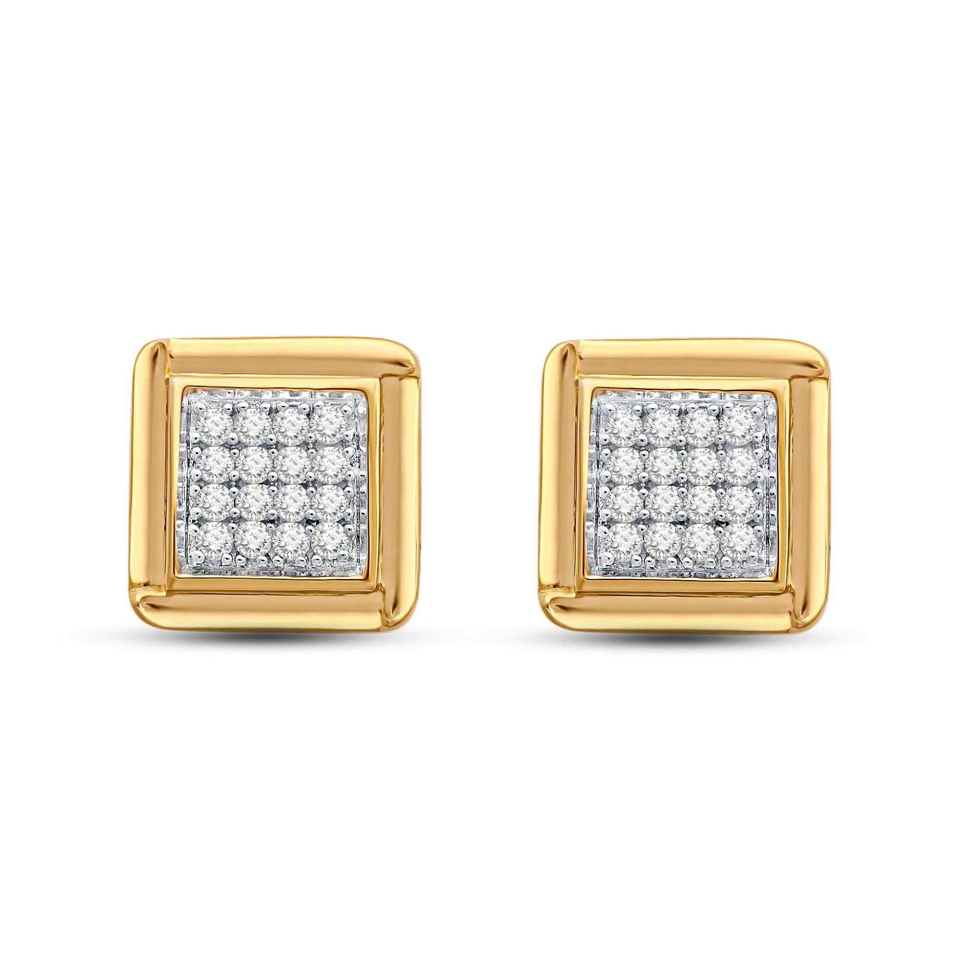14K Solid Gold Micro Pave Stud Earrings 0.50 CTW EF VS/SI Lab-Grown Round Diamonds Elegant Gift for Christmas
