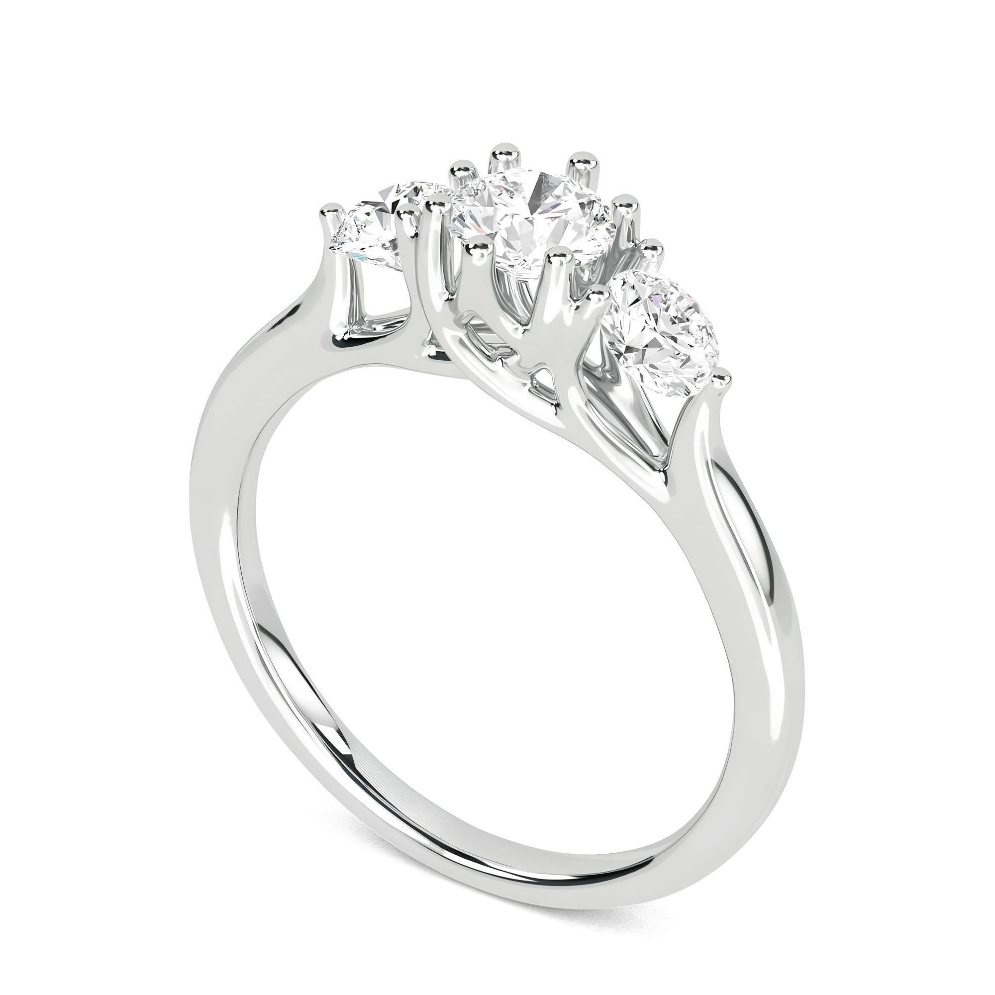 Sparkling Love: Three-Stone Lab-Grown Diamond Engagement Ring in VS/SI – Perfect Promise or Wedding Ring in 14K Gold