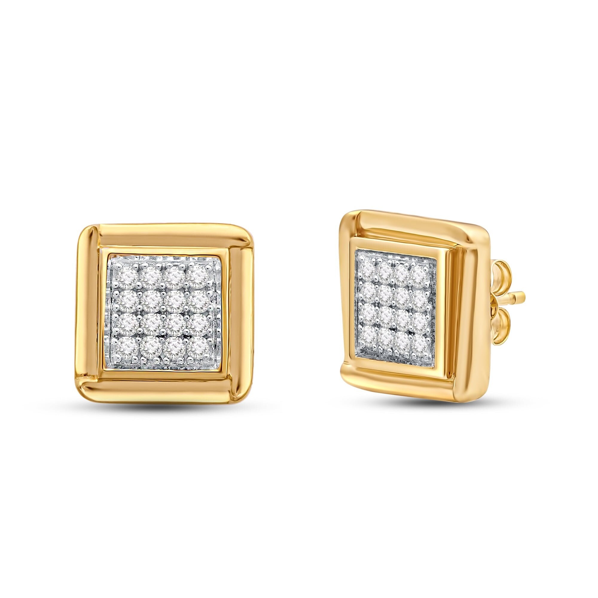 14K Solid Gold Micro Pave Stud Earrings 0.50 CTW EF VS/SI Lab-Grown Round Diamonds Elegant Gift for Christmas