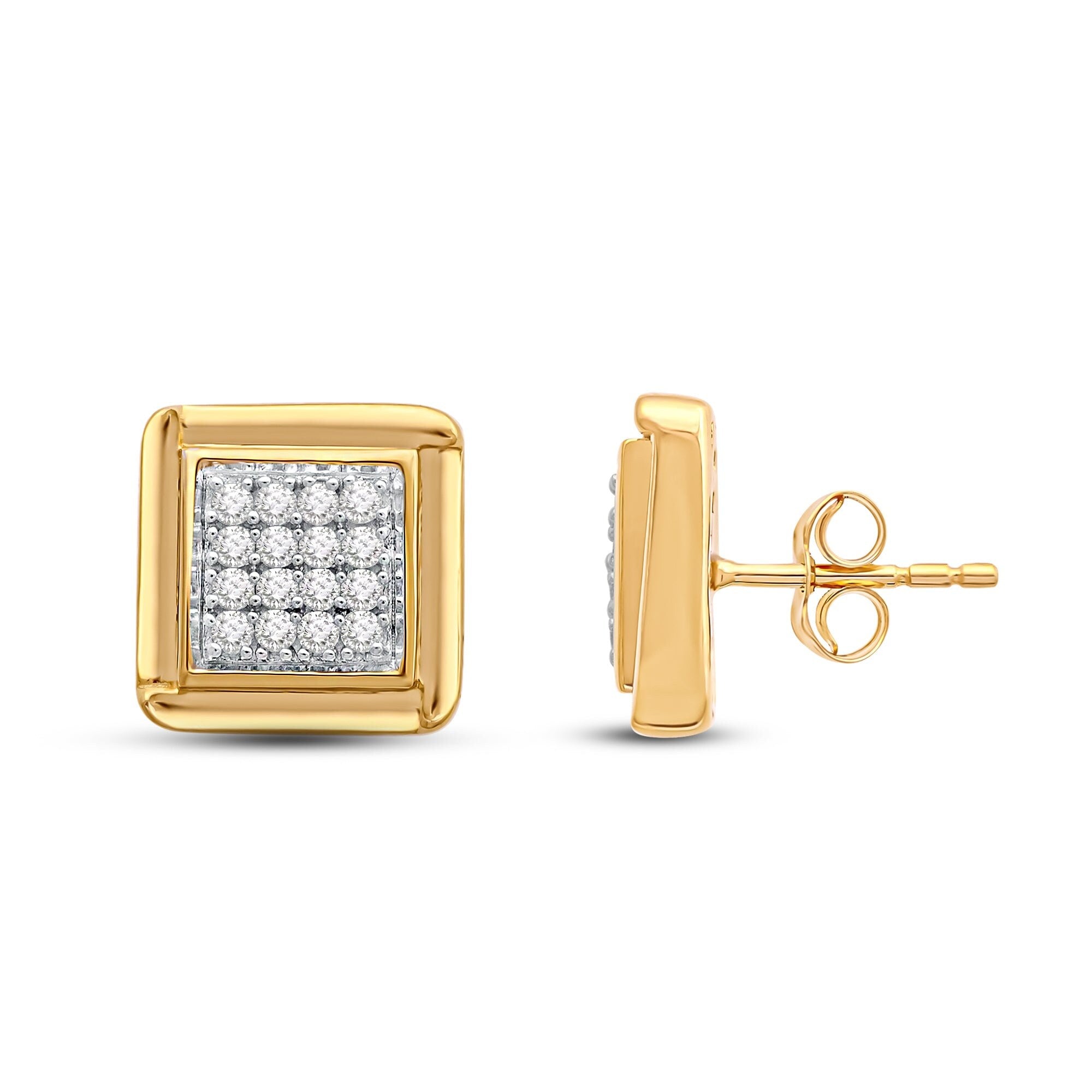 14K Solid Gold Micro Pave Stud Earrings 0.50 CTW EF VS/SI Lab-Grown Round Diamonds Elegant Gift for Christmas