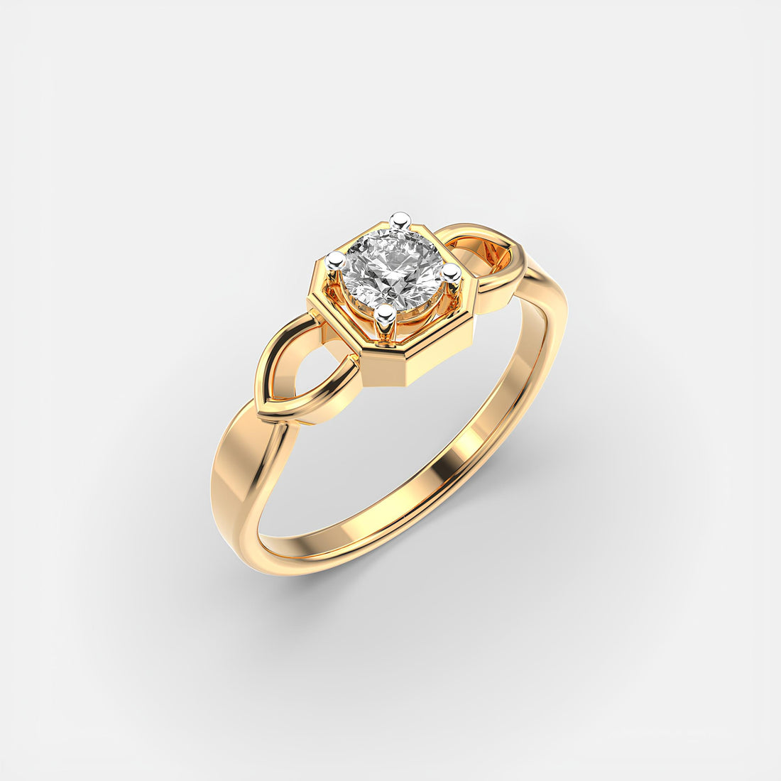 Solitaire Round EF VS/SI Lab-Grown Diamond Twisted Wedding Band – 14K Solid Gold Ring