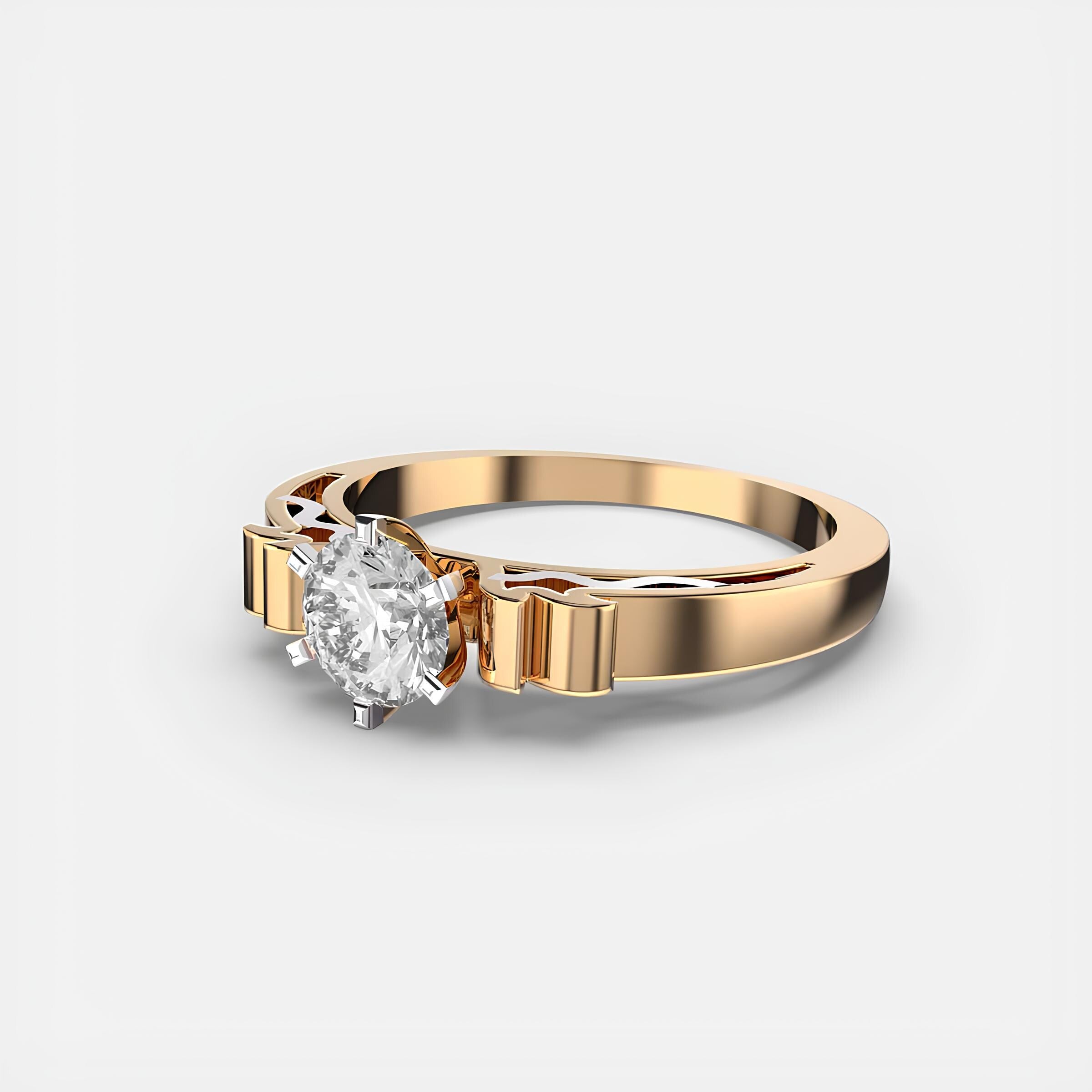 Round Lab-Grown Diamond Ring EF VS/SI Diamonds in 14K Gold | Elegant Wedding Ring & Gifts for Her