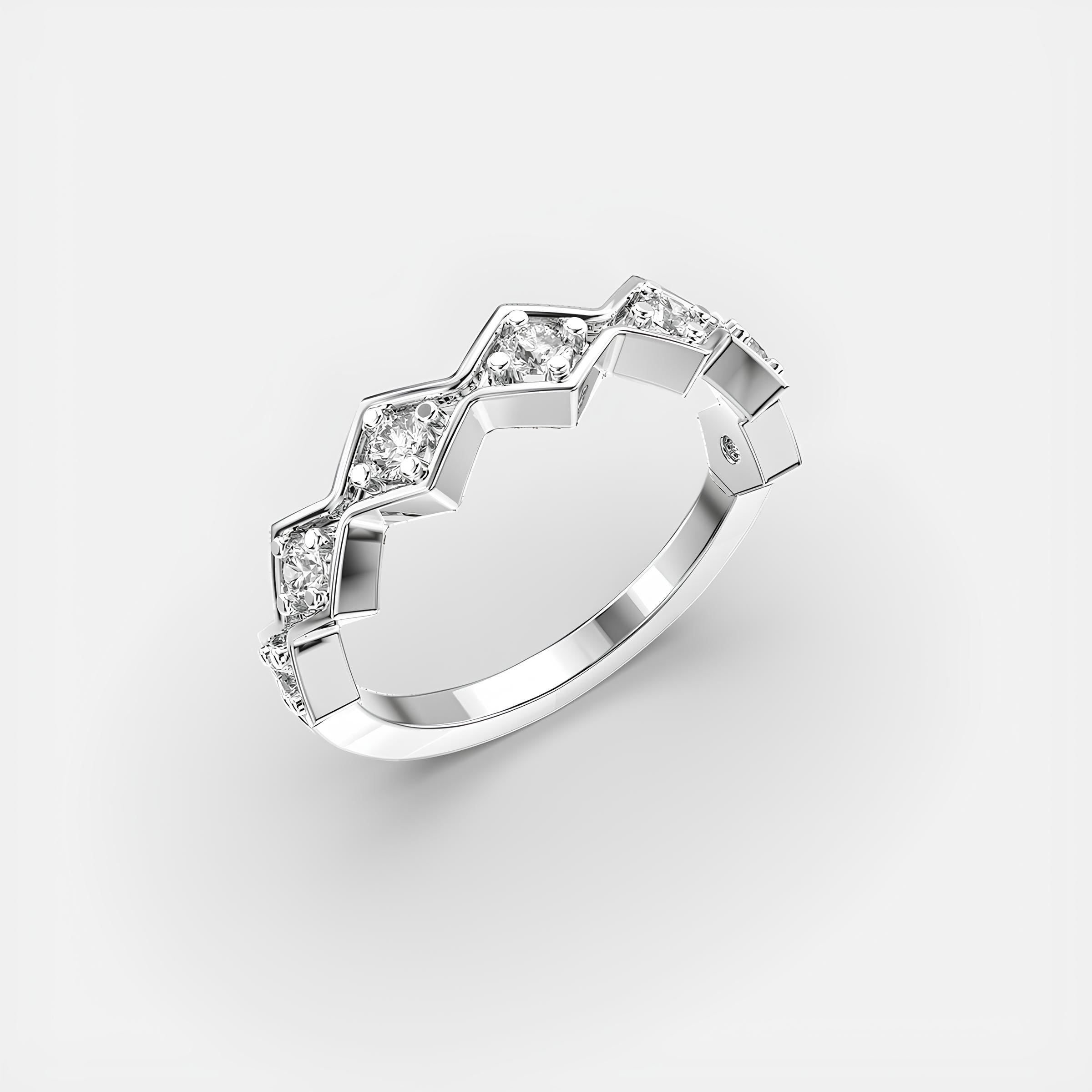 Round Cut EF VS-SI Lab-Grown Diamond Half Eternity Band – Stackable Anniversary Gift Ring 14K Gold