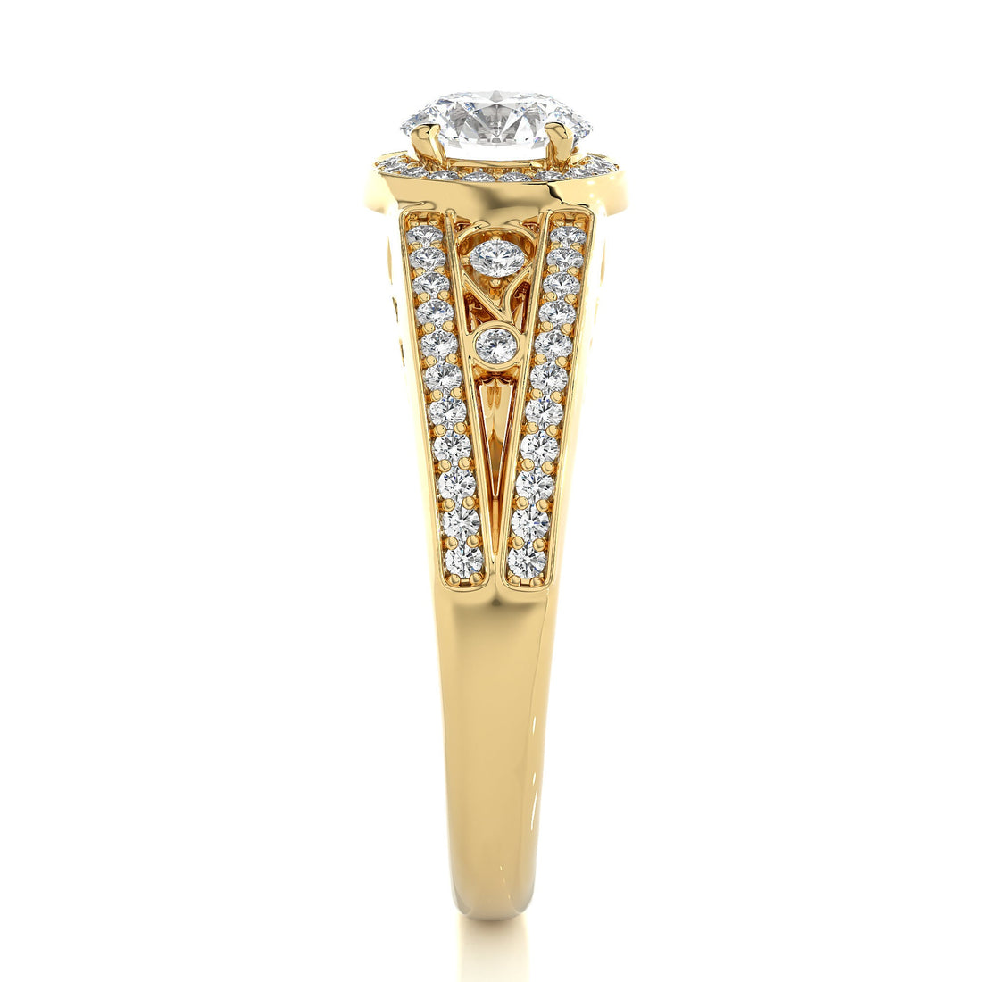 Vintage Wedding Ring 1.00 CT Certified Lab Grown Diamond Halo Engagement Ring / Platinum & 14K Gold Anniversary Ring / Promise Ring