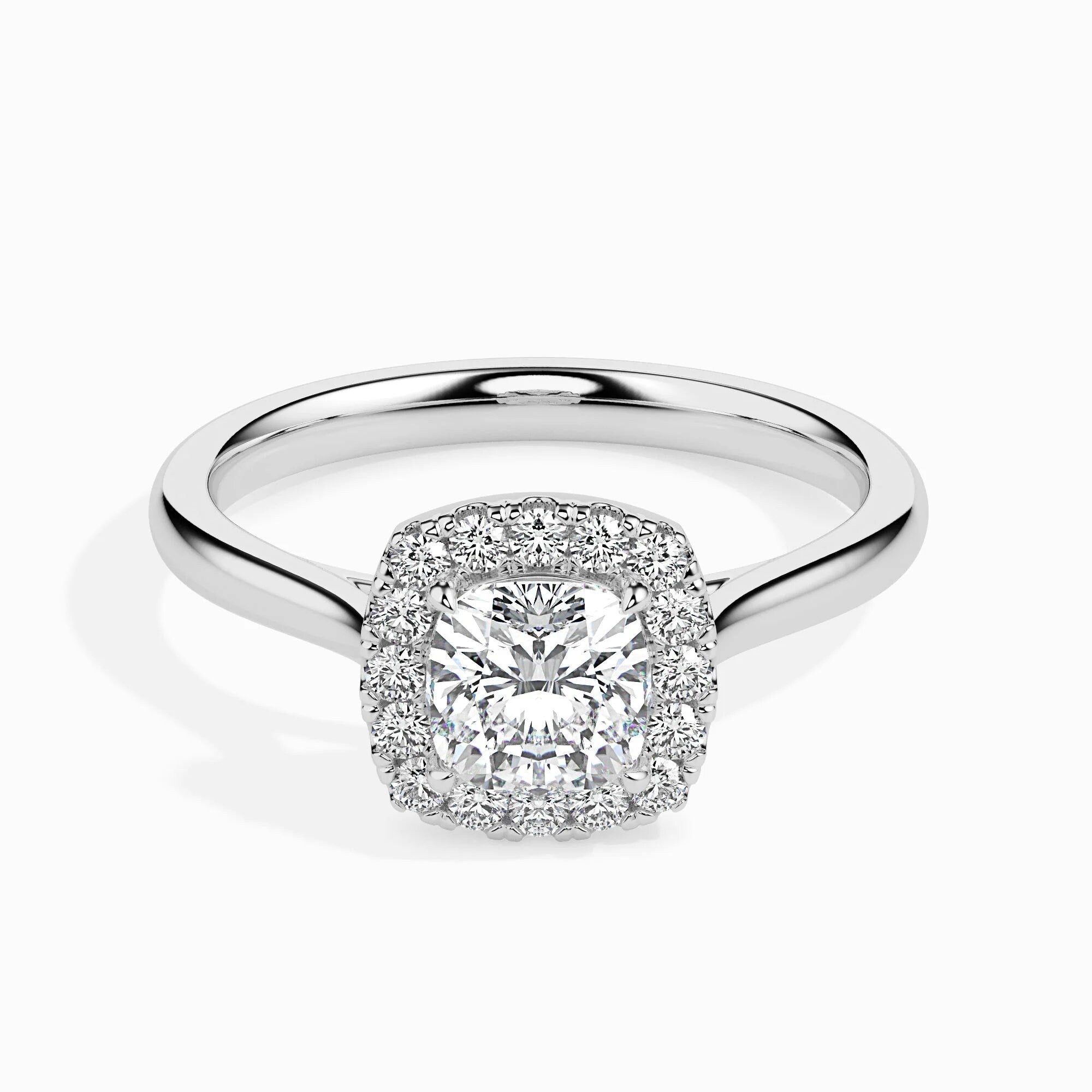 IGI Certified 0.50 Ct EF VS/SI Lab-Grown Cushion Diamond Halo Engagement Ring – 14K Solid Gold – Conflict-Free & Ethically Sourced