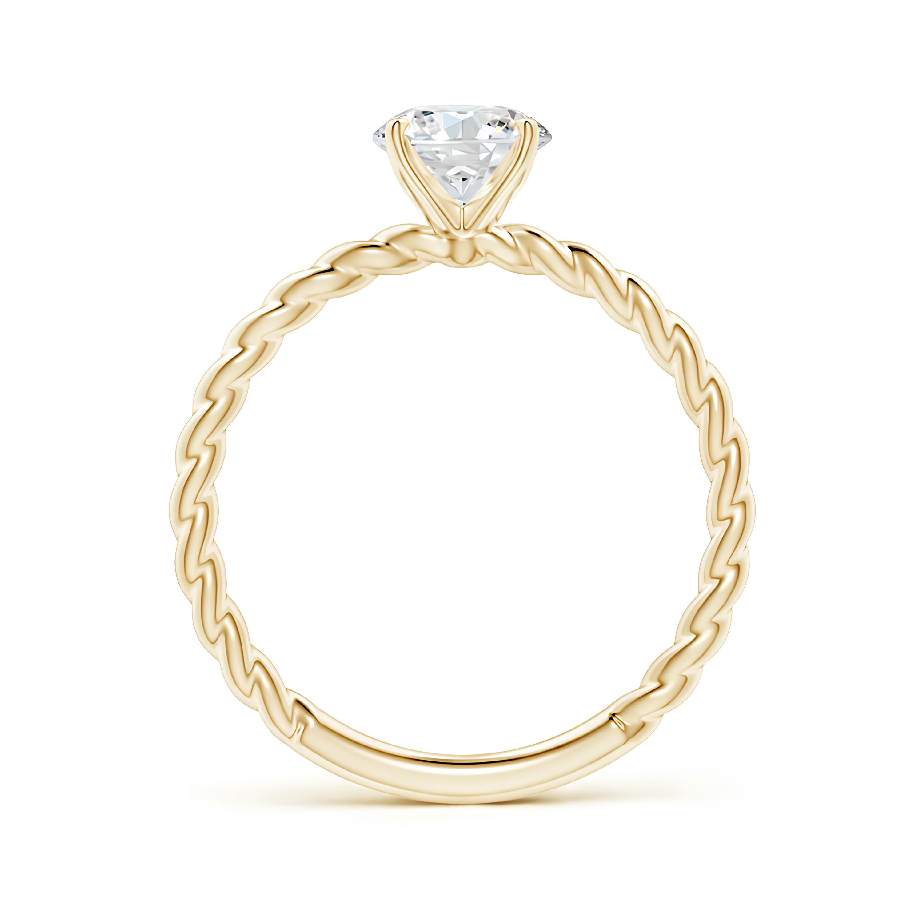 Twisted Shank Round Diamond Ring EF VS/SI Lab-Created Diamond Engagement Ring & Wedding Band in 14K Solid Gold
