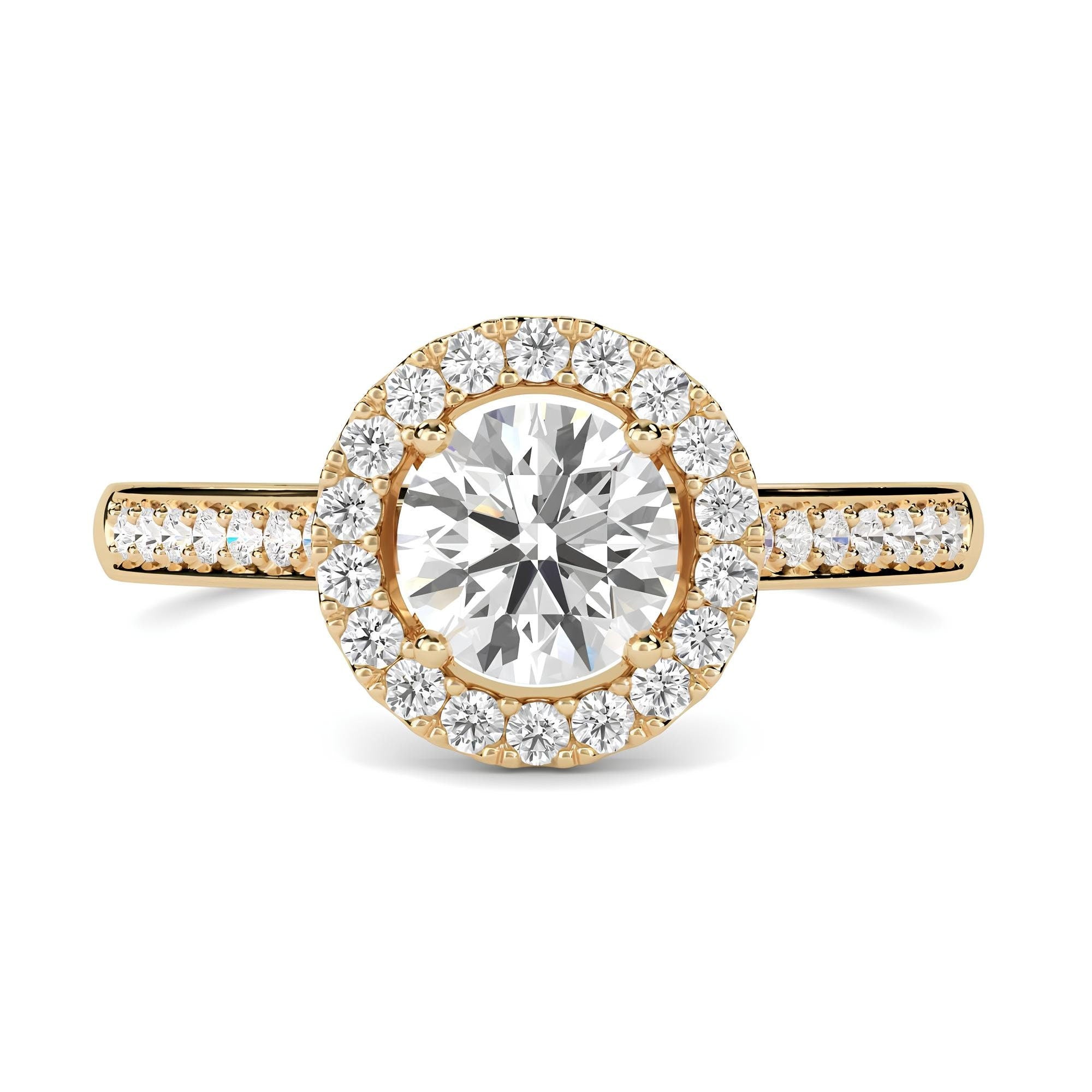 1.00 CT Round Lab-Grown Diamond Halo Engagement Ring EF VS/SI Certified Diamond in 14K Gold