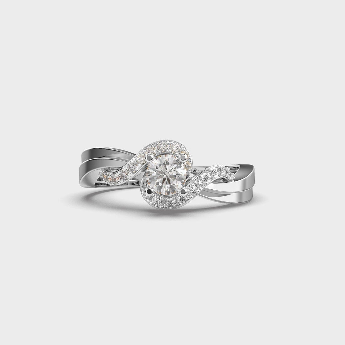 Delicate 1.00 CTW Round Lab-Grown Diamond Twisted Halo Ring Certified EF VS/SI Engagement Wedding Band