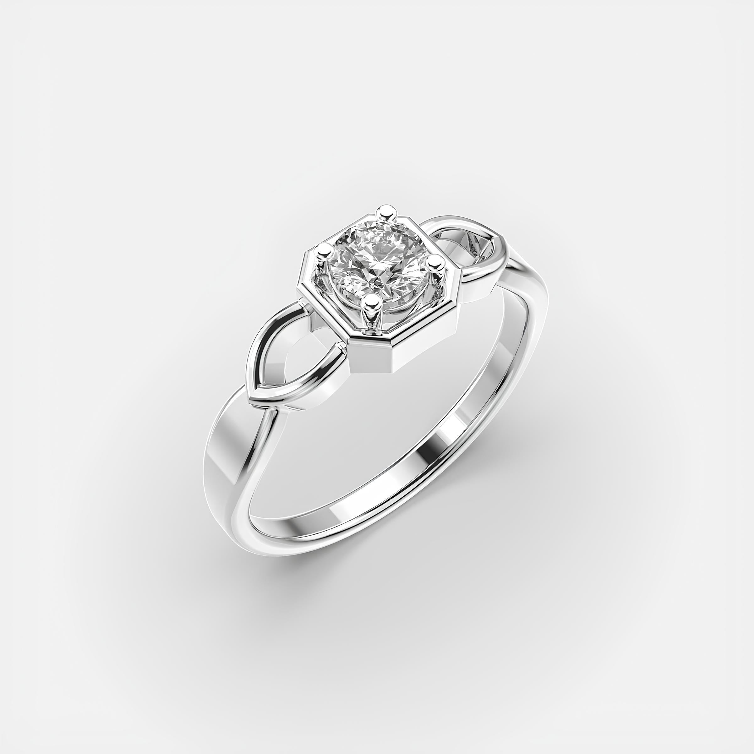 Solitaire Round EF VS/SI Lab-Grown Diamond Twisted Wedding Band – 14K Solid Gold Ring