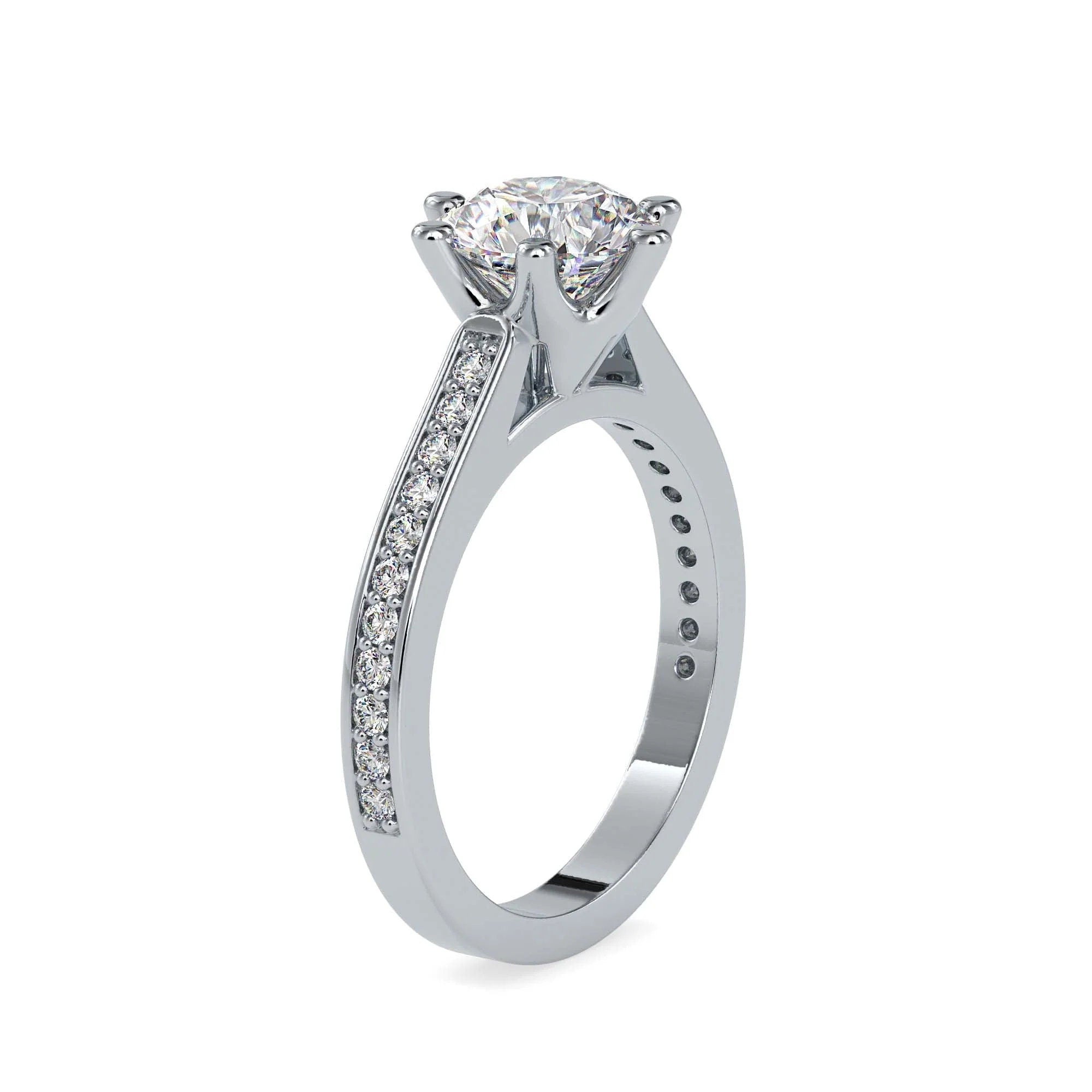 1.00 CT Certified Lab-Grown Diamond Solitaire Engagement Ring – 14K Real Gold with Pave Setting and Conflict-Free VS/SI Lab-Grown Diamonds