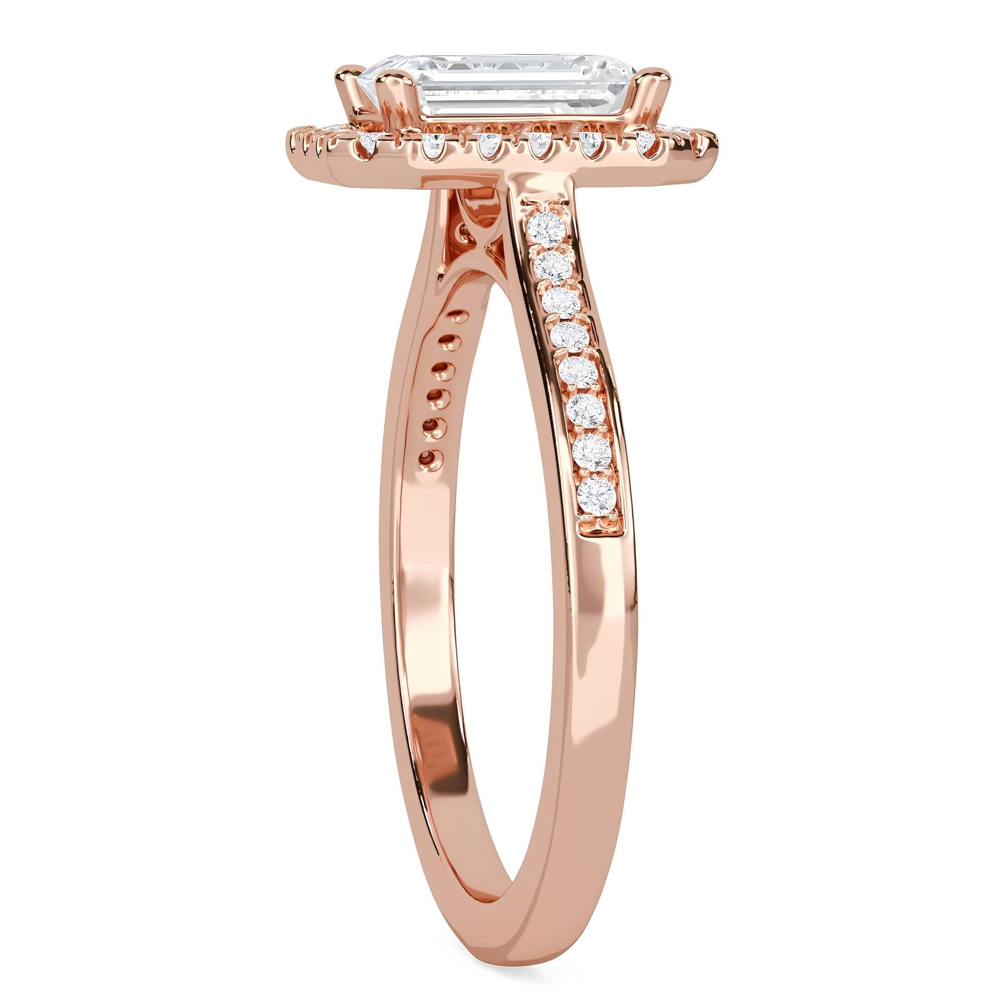 Stunning 1.00 CT EF VS/SI Lab-Grown Emerald Diamond Halo Ring in 14K Solid Gold IGI Certified Engagement or Wedding Ring