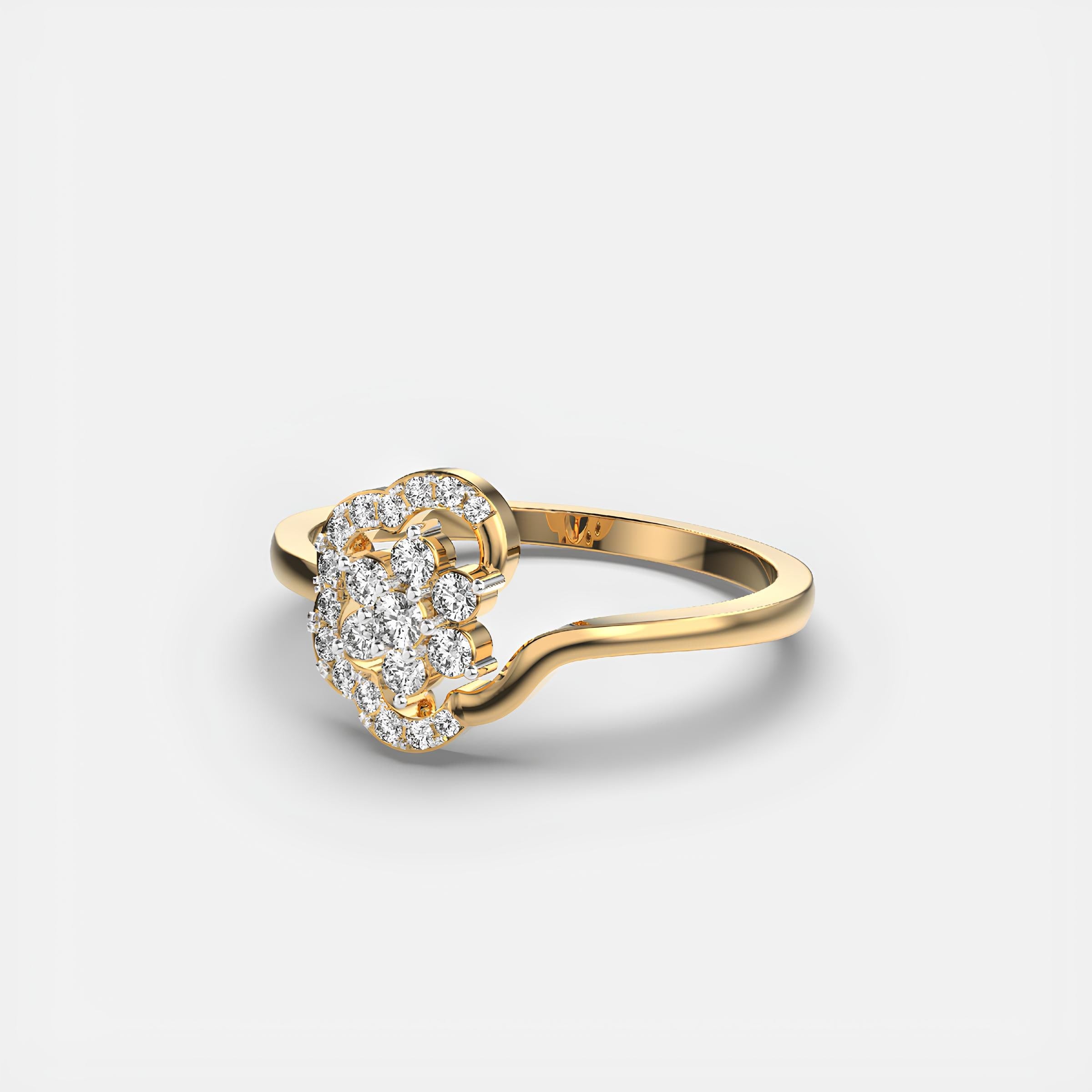 Delicate Diamond Ring Lab Created Diamond Wedding Band Woman's Half Eternity Wedding Ring in 14K Solid Yellow Gold