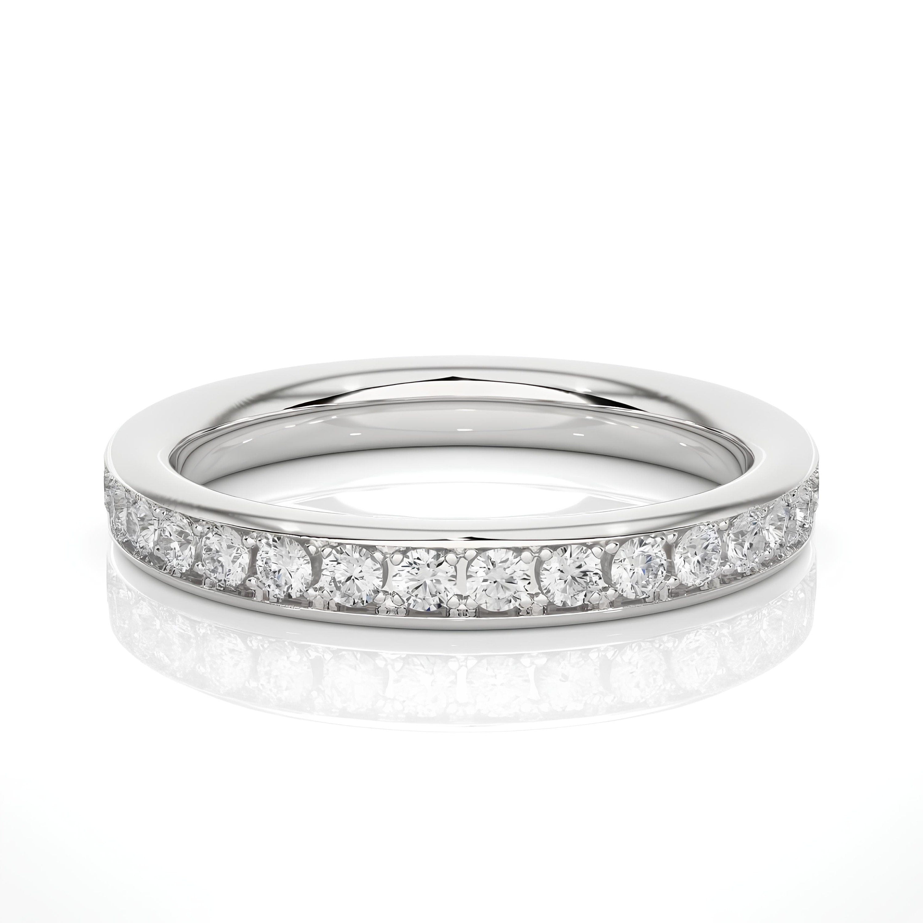 1.75 mm Micro Pave Lab-Grown Diamond Eternity Ring – Delicate Stacking Wedding Band 14k Gold