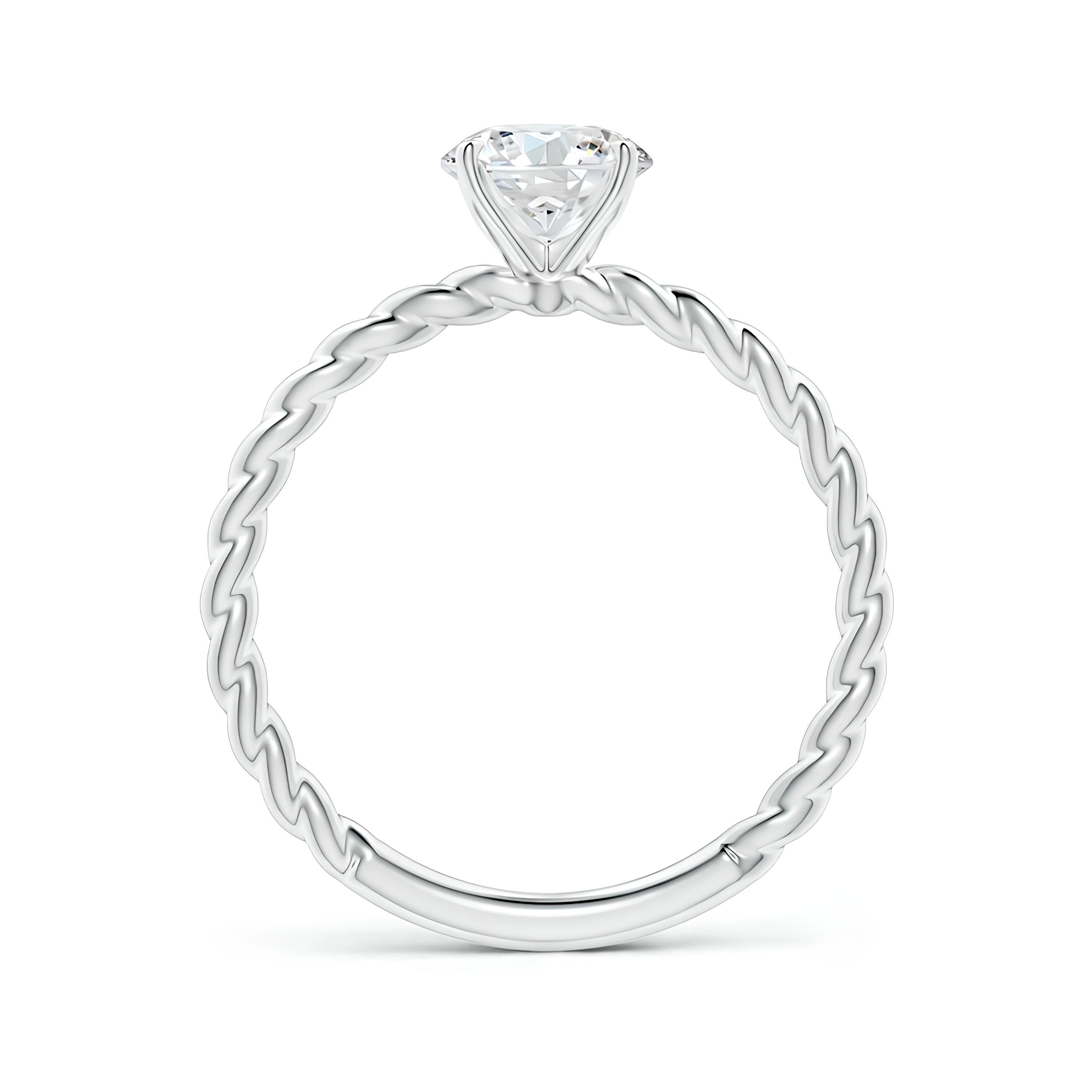 Twisted Shank Round Diamond Ring EF VS/SI Lab-Created Diamond Engagement Ring & Wedding Band in 14K Solid Gold