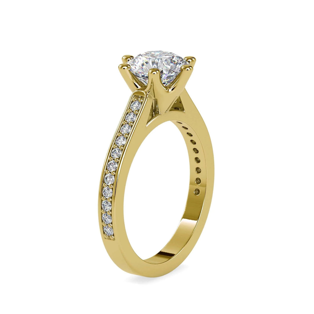 1.00 CT Certified Lab-Grown Diamond Solitaire Engagement Ring – 14K Real Gold with Pave Setting and Conflict-Free VS/SI Lab-Grown Diamonds