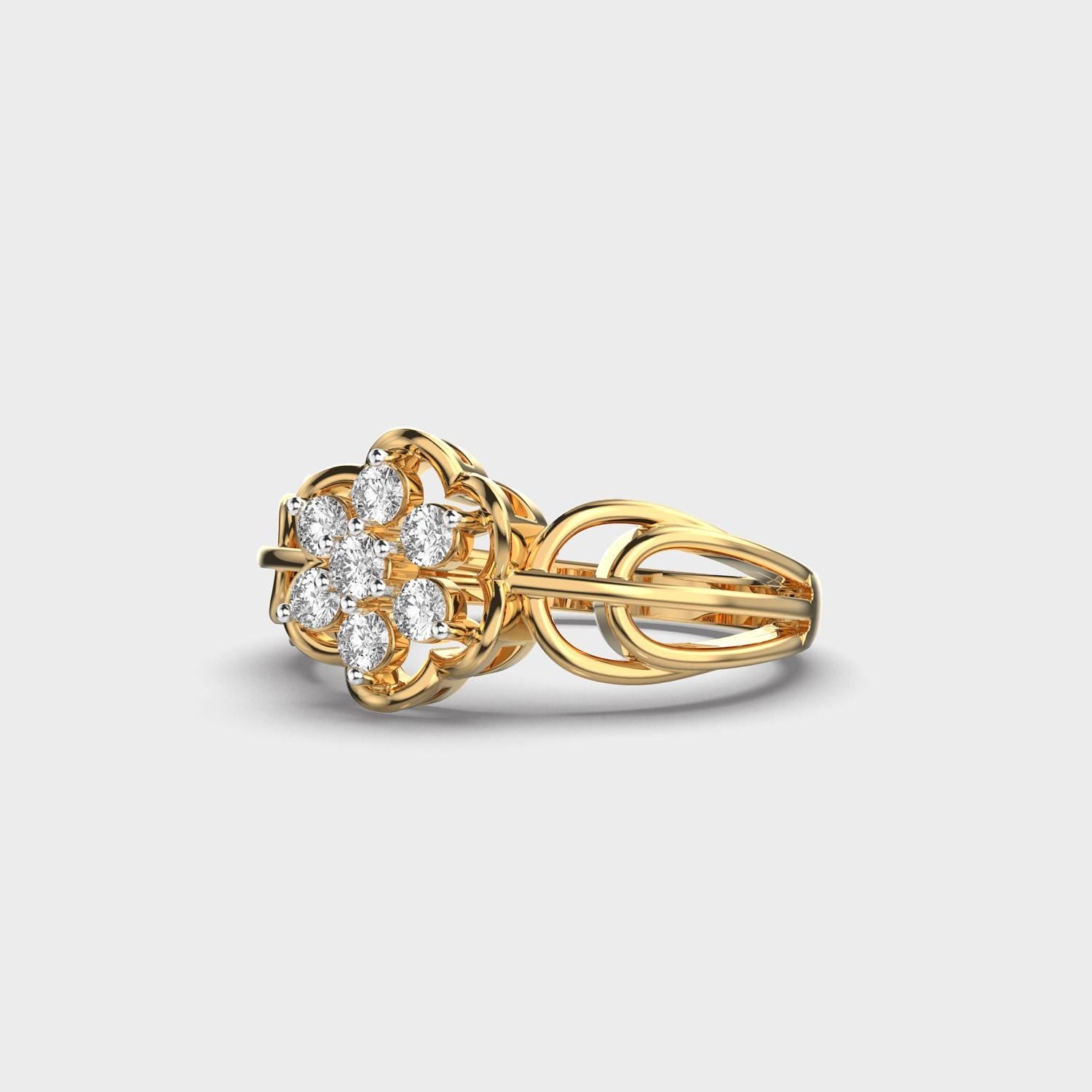 Elegant Flower Diamond Ring EF VS/SI Lab-Created Diamond Half Eternity Engagement & Wedding Band for Women in 14K Solid Gold