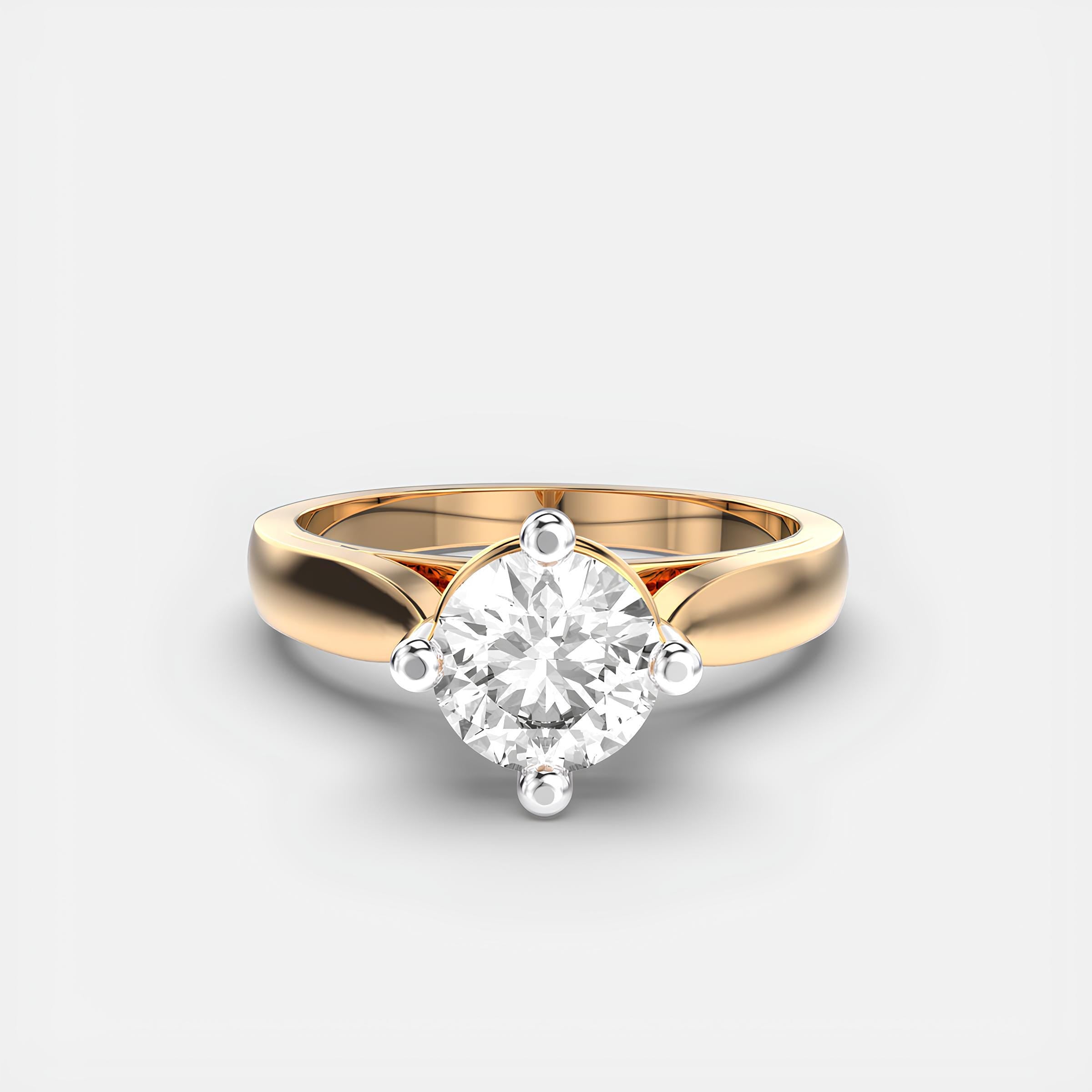 1 Carat Round Solitaire Ring – EF VS/SI Lab-Created Diamond in 14K Solid Gold | Women's Engagement Ring or Wedding Band