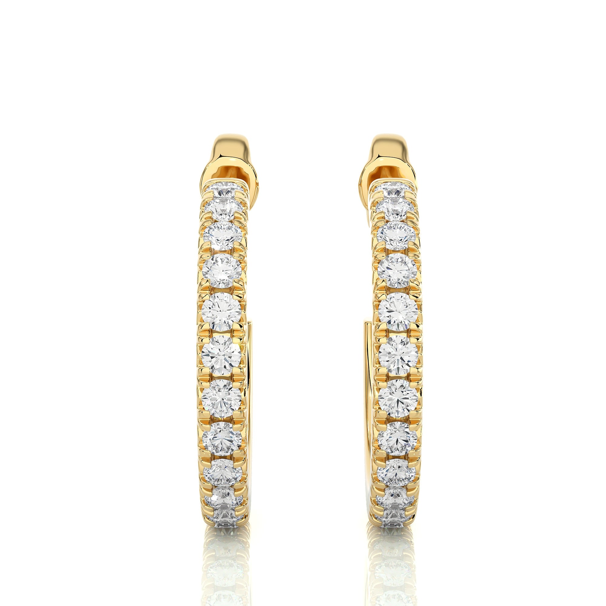 Exquisite 14k Gold Diamond Pave Hoop Stud Earrings by Alikediamonds
