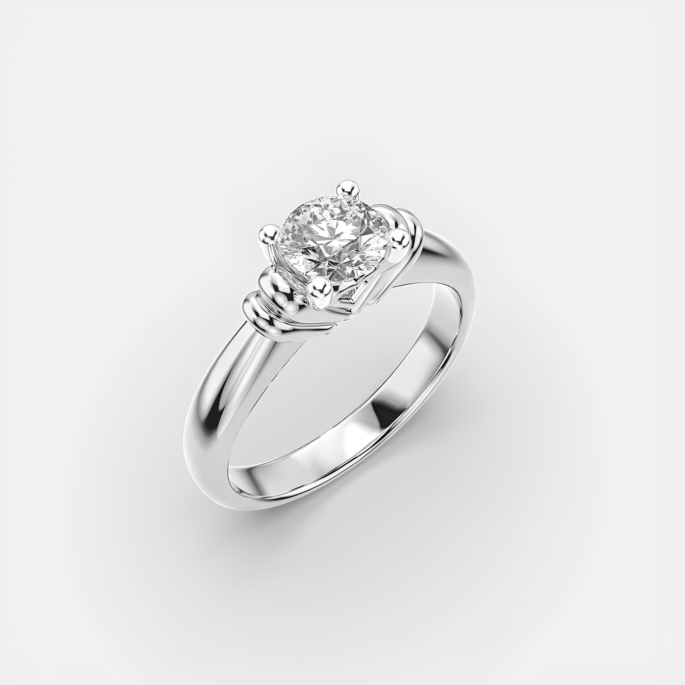 Twisted Solitaire Ring – Round EF VS/SI Lab-Created Diamond Wedding Band in 14K Gold