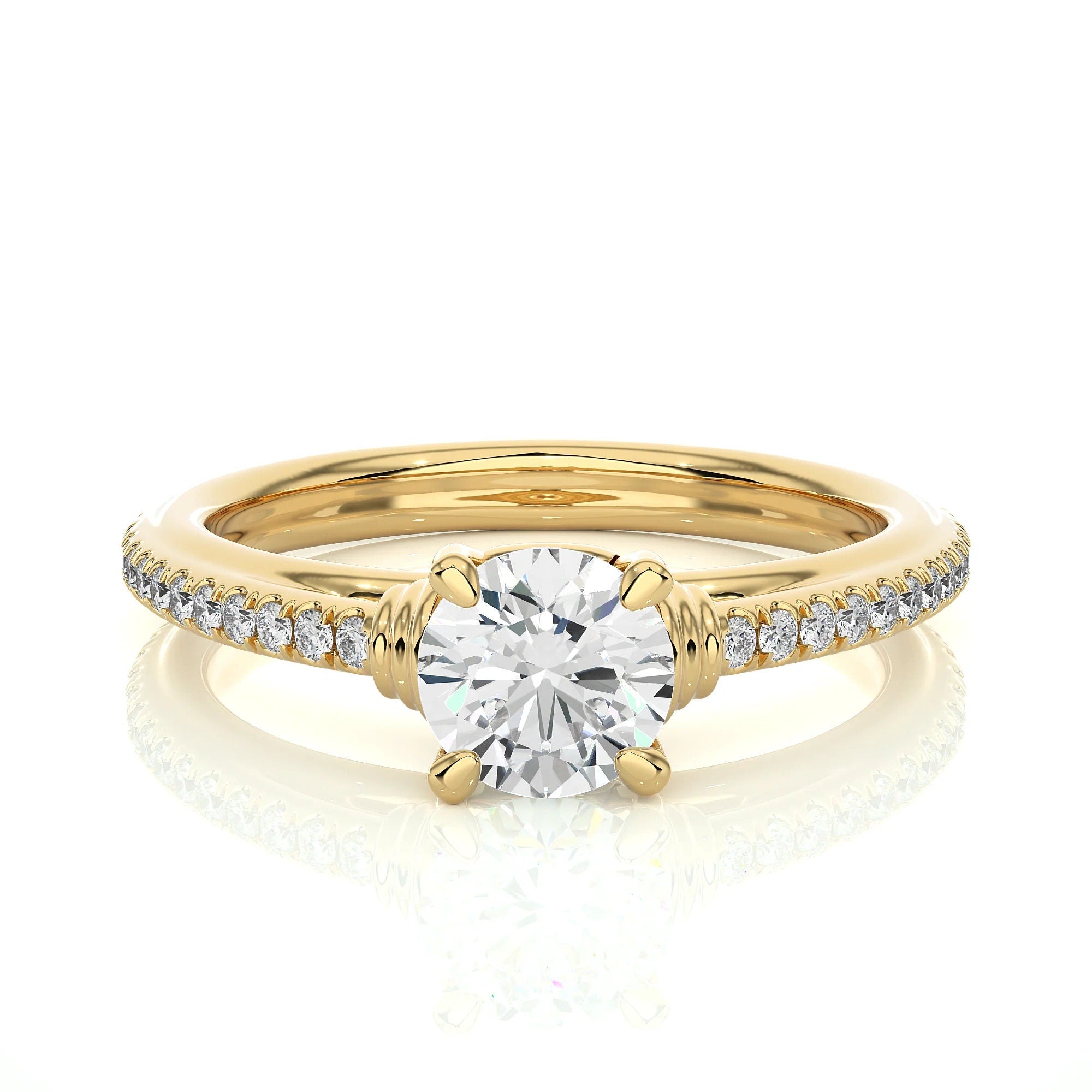 1.00 Ct IGI Certified EF VS/SI Lab Grown Diamond V-Split Solitaire Engagement Ring / 14K Gold & Platinum / Elegant Wedding & Anniversary Gift Ring