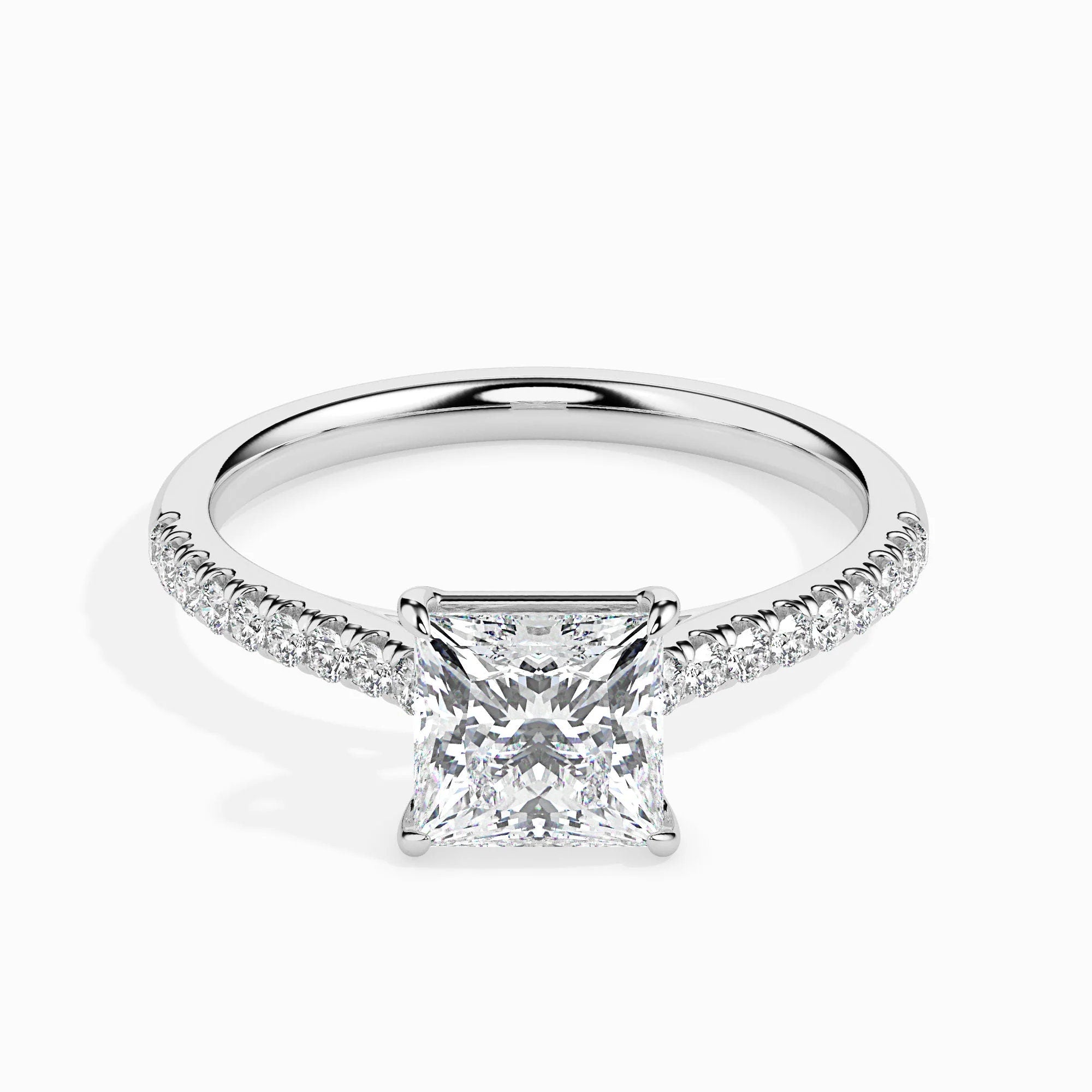 1.00 Ct Certified Lab-Grown Princess Diamond Solitaire Engagement Ring – 14K Solid Gold with Conflict-Free VS/SI Diamonds
