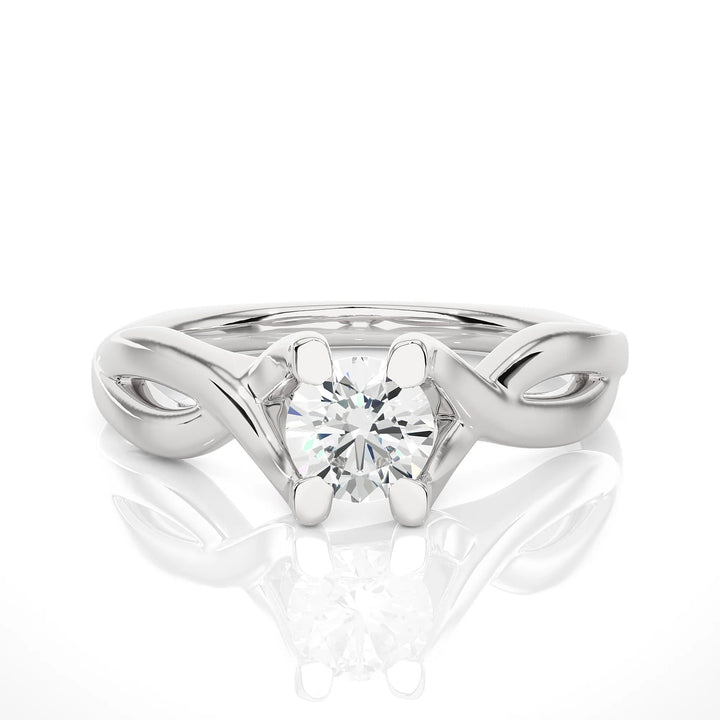 IGI Certified 0.25 - 2.00 Ct EF VS/SI Lab Grown Diamond Twisted Solitaire Engagement Ring / 14K Real Gold Ring