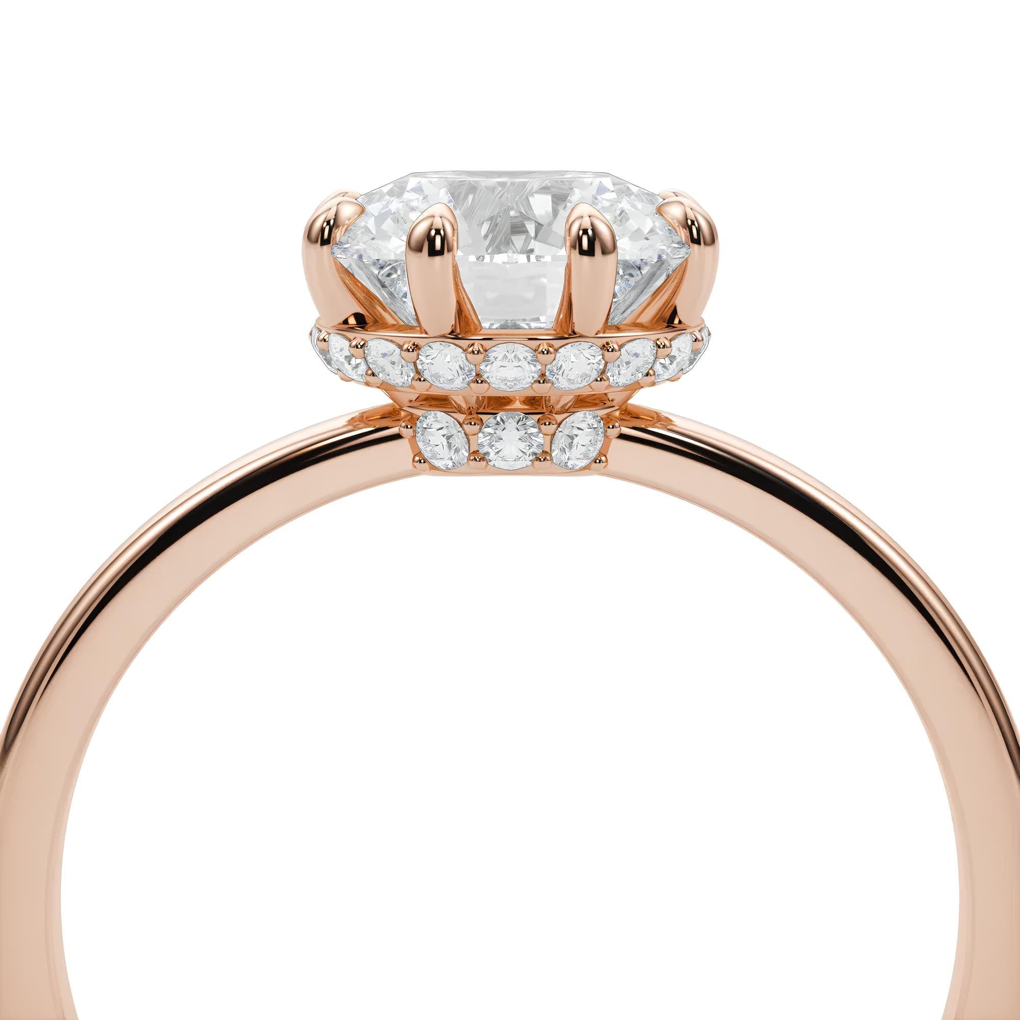 1.50 Carat Certified VS/SI Lab-Grown Diamond Hidden Halo Vintage Engagement Ring – 14K Solid Gold Wedding, Anniversary, or Promise Ring