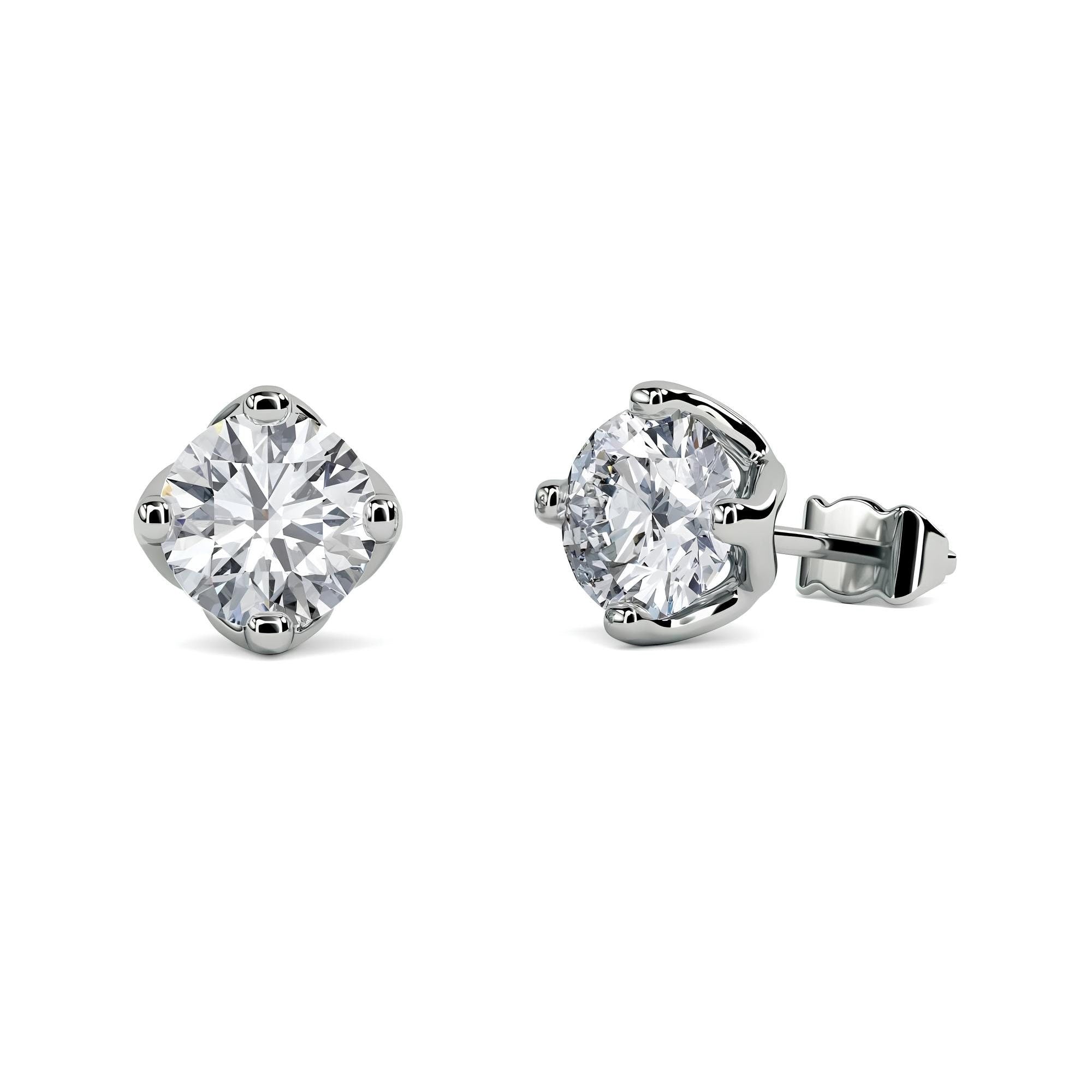 Round Lab-Grown Diamond Stud Earrings EF VS/SI Clarity 14K Gold Push Back Wedding Earrings for Women, Gifts for Her