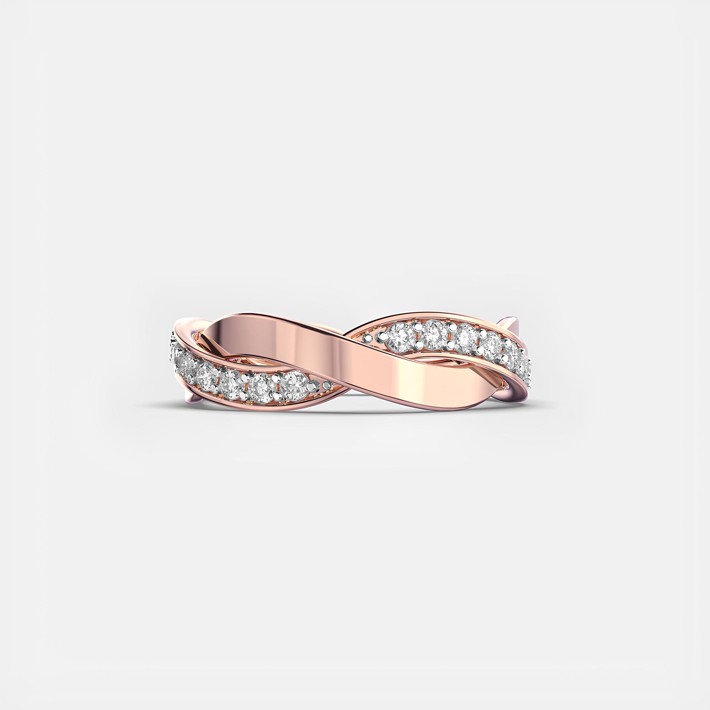 Round EF VS/SI Lab-Created Diamond Half Eternity Wedding Band – 14K Rose Gold