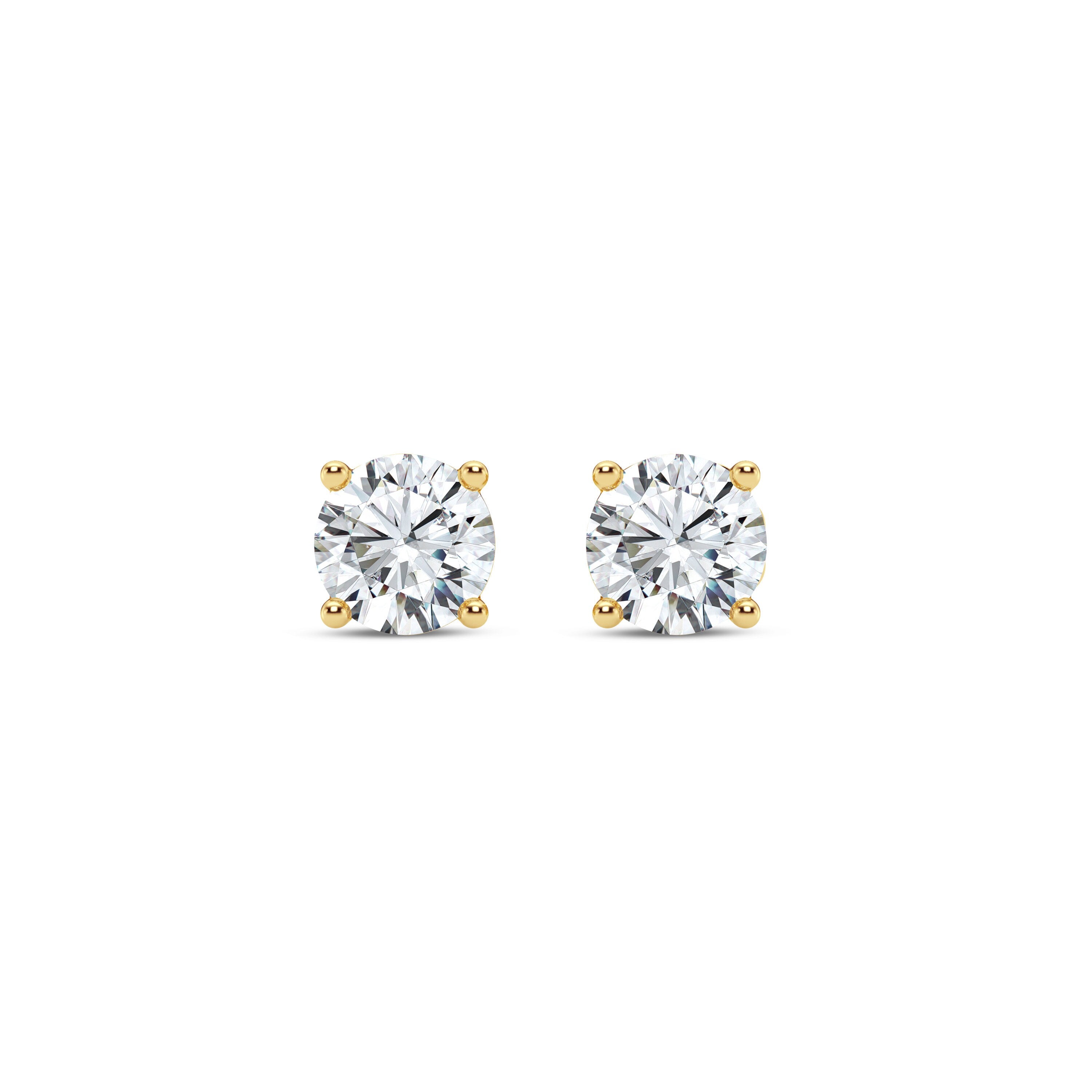 0.25–4.00 Carat Round Cut Lab-Grown Diamond Stud Earrings 14K Gold Wedding Earrings for Women