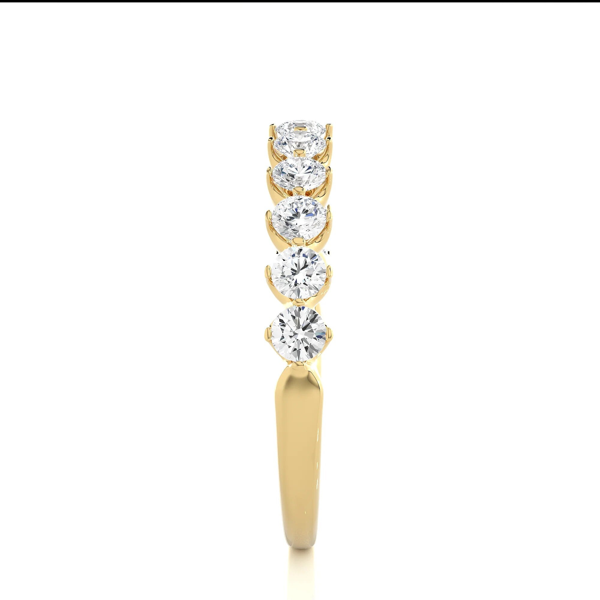 Floating Diamond Wedding Band – 1.10 TW Round Lab-Grown Diamonds | Half Eternity, Stackable, Matching Band, 14K Gold Band ,Gift for Her