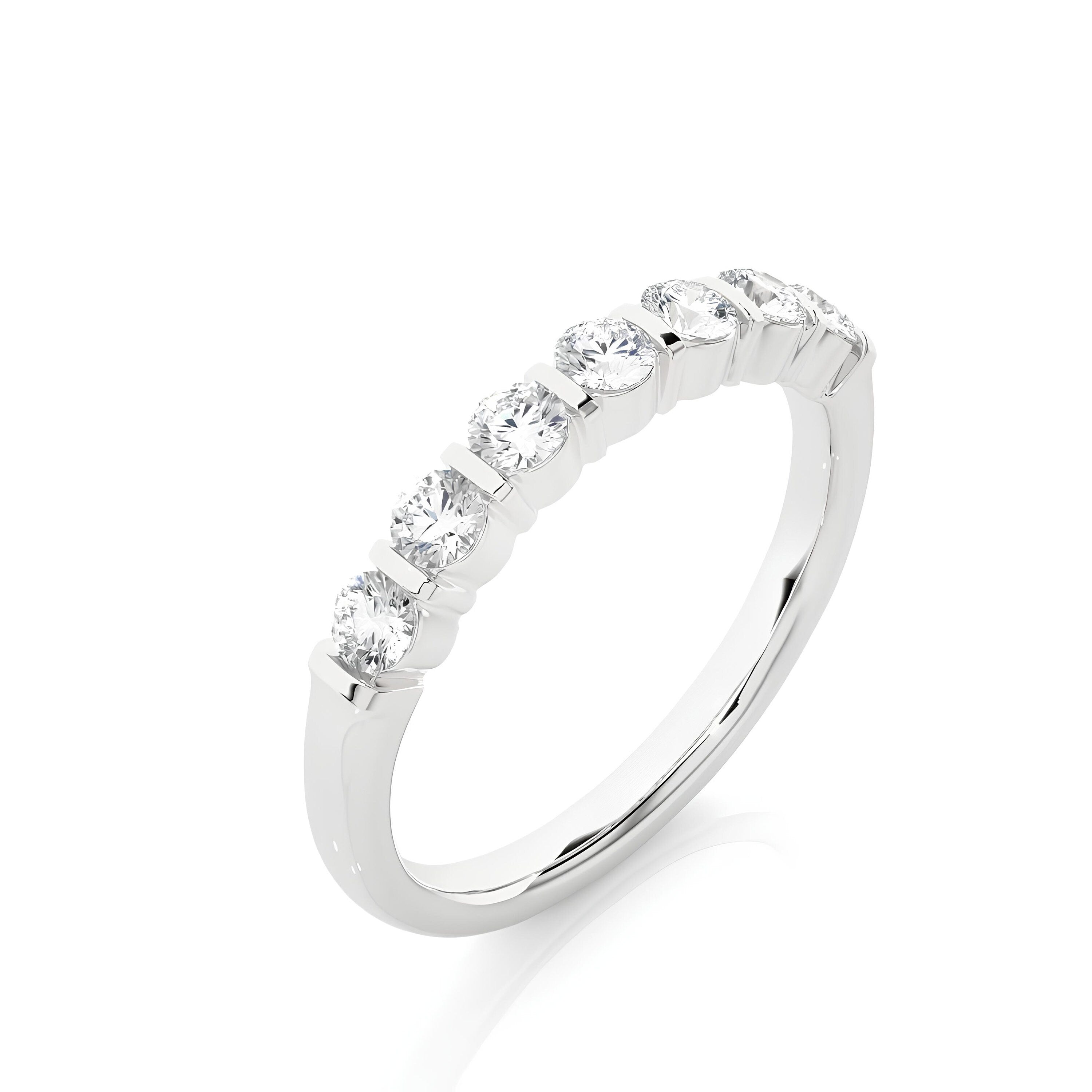 2.75MM EF VS/SI Lab-Grown Diamond Eternity Band – 7-Stone Bar-Set Diamond Ring, Unique Wedding and Stacking Band 14K Gold