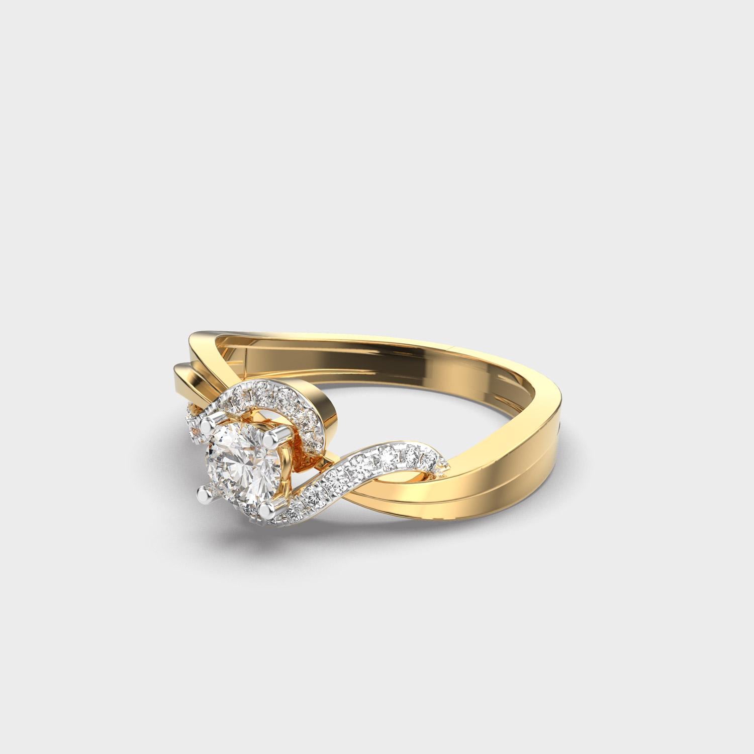 Delicate 1.00 CTW Round Lab-Grown Diamond Twisted Halo Ring Certified EF VS/SI Engagement Wedding Band