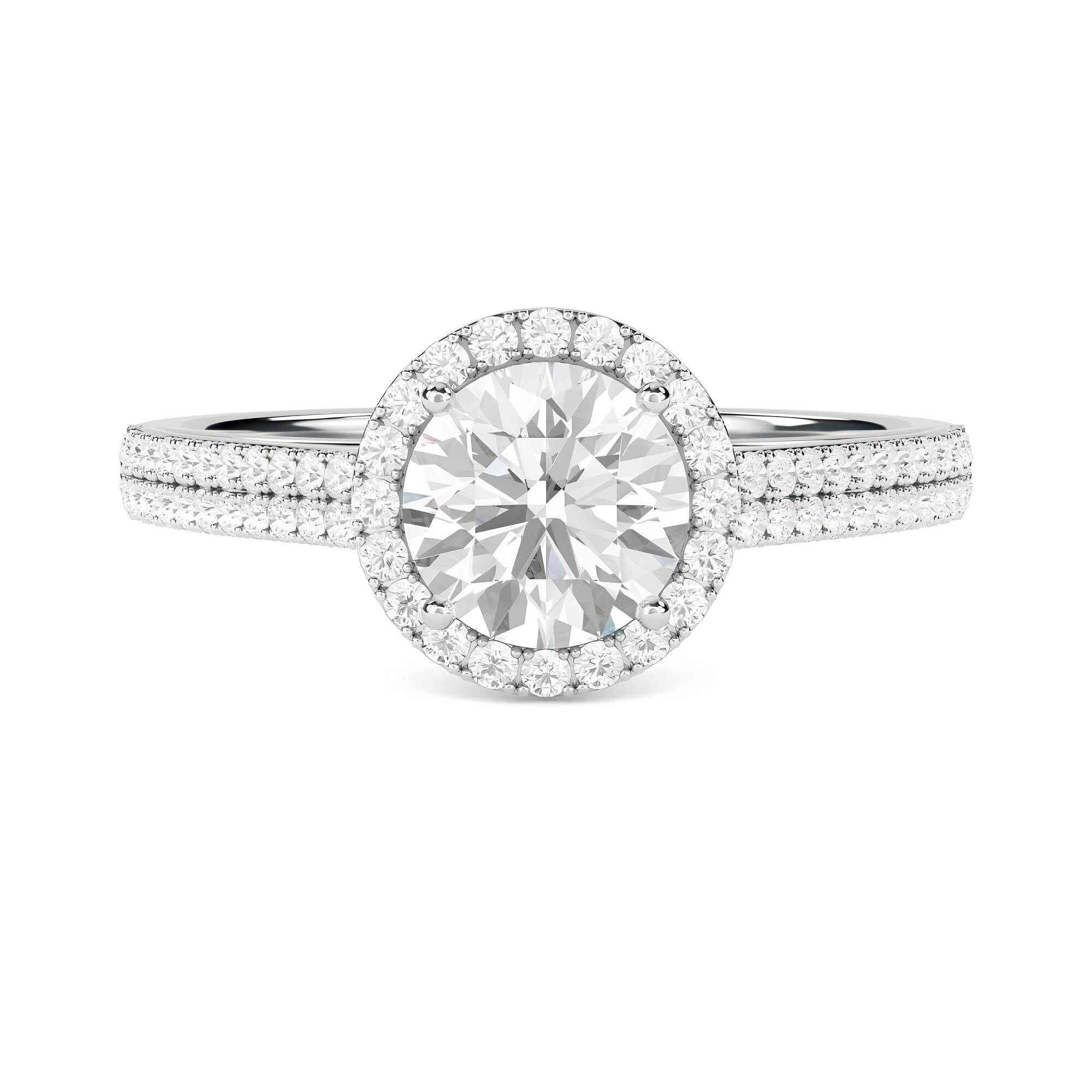 Blissful Bloom 1.00 CT Round Lab-Grown Diamond Ring for Women – EF VS/SI Certified Engagement or Wedding Band