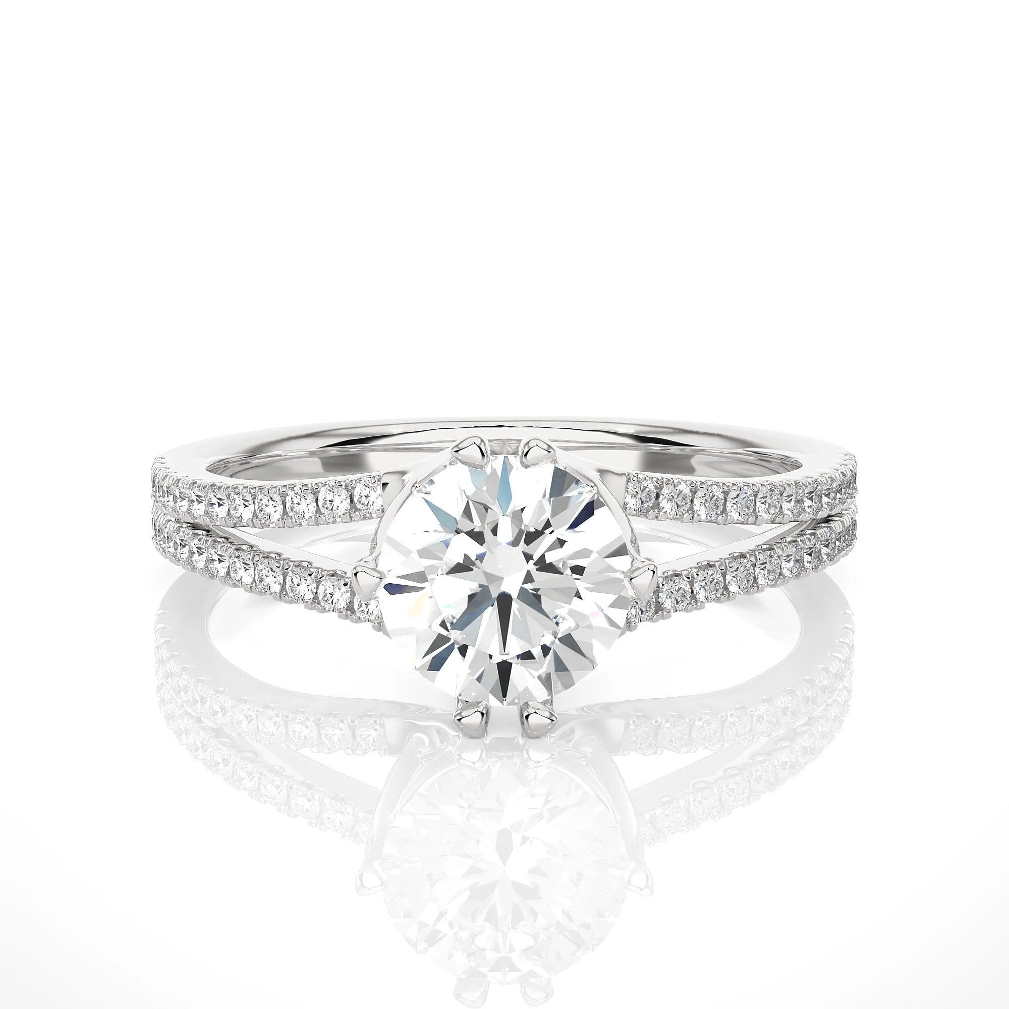 1.30 Ct IGI Certified EF VS/SI Lab Grown Diamond Solitaire Engagement Ring with 6-Prong Setting 14K Gold & Platinum