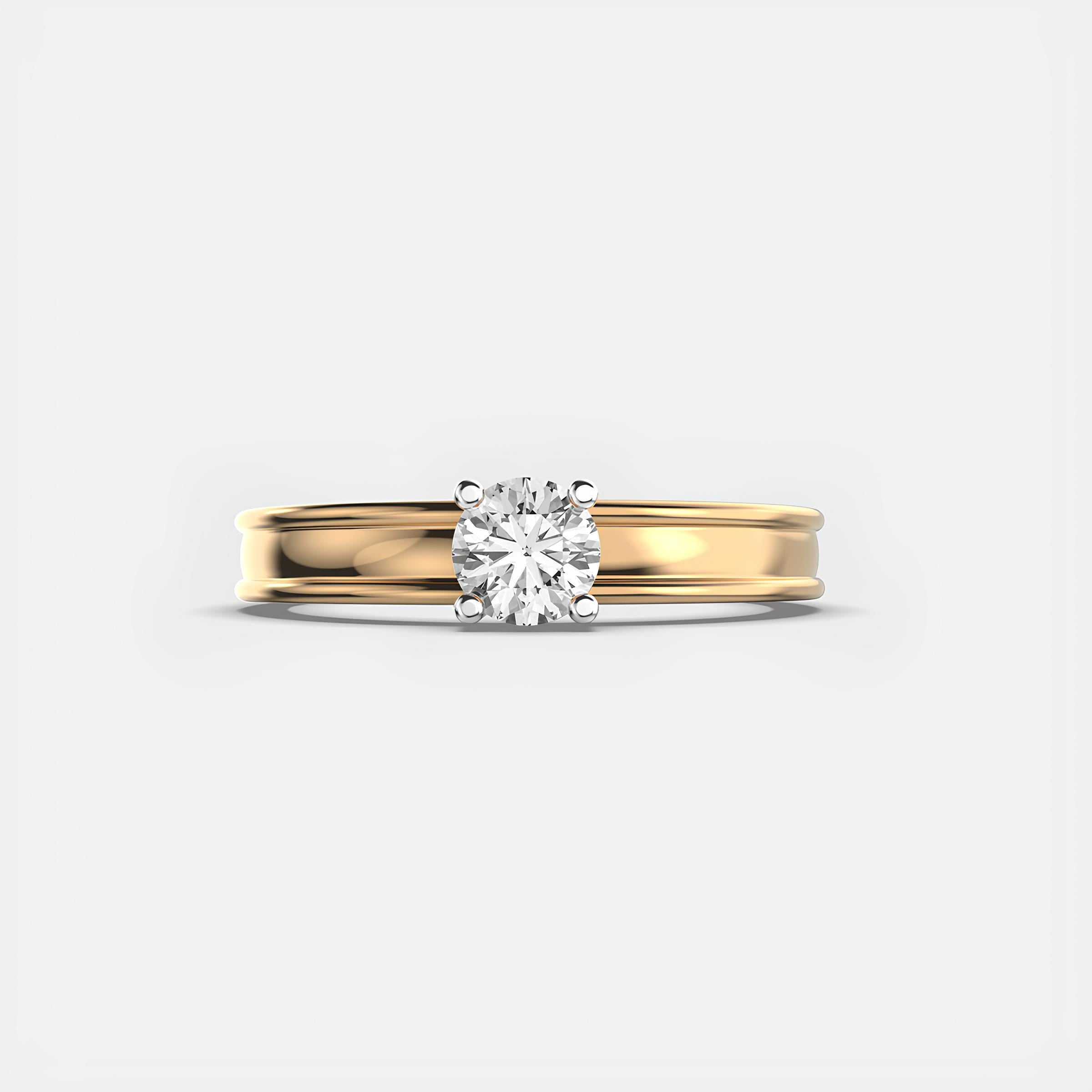 Round EF VS/SI Lab-Created Diamond Wedding Band Women’s 14K Solid Yellow Gold Diamond Ring