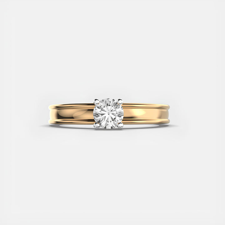 Round Diamond Ring Lab Created Diamond Wedding Band Woman's Wedding Ring in 14K Solid Yellow Gold