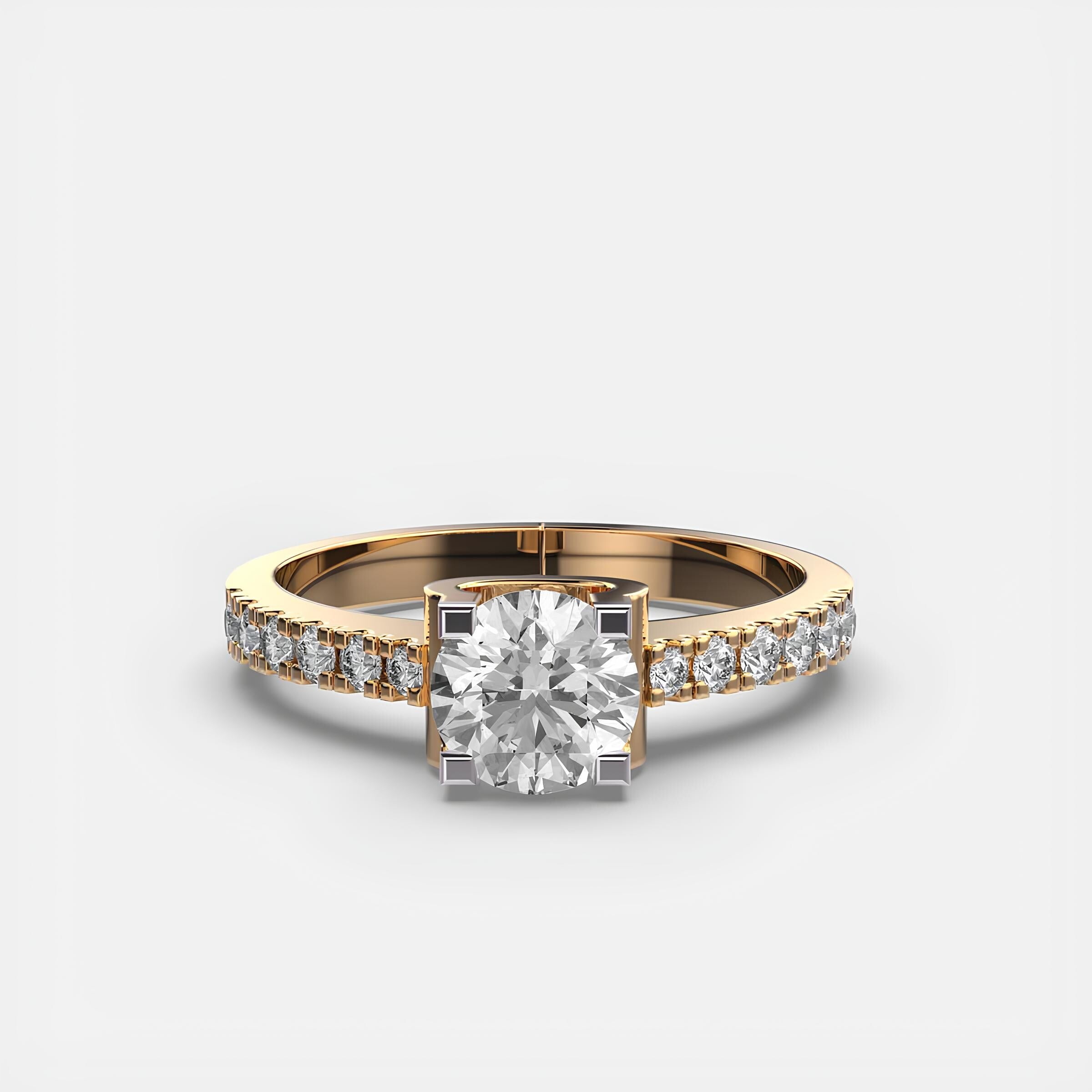 Lab-Grown Diamond Ring – EF VS/SI Lab-Created Diamonds in 14K Solid Gold | Women's Half Eternity Wedding Band or Engagement Ring