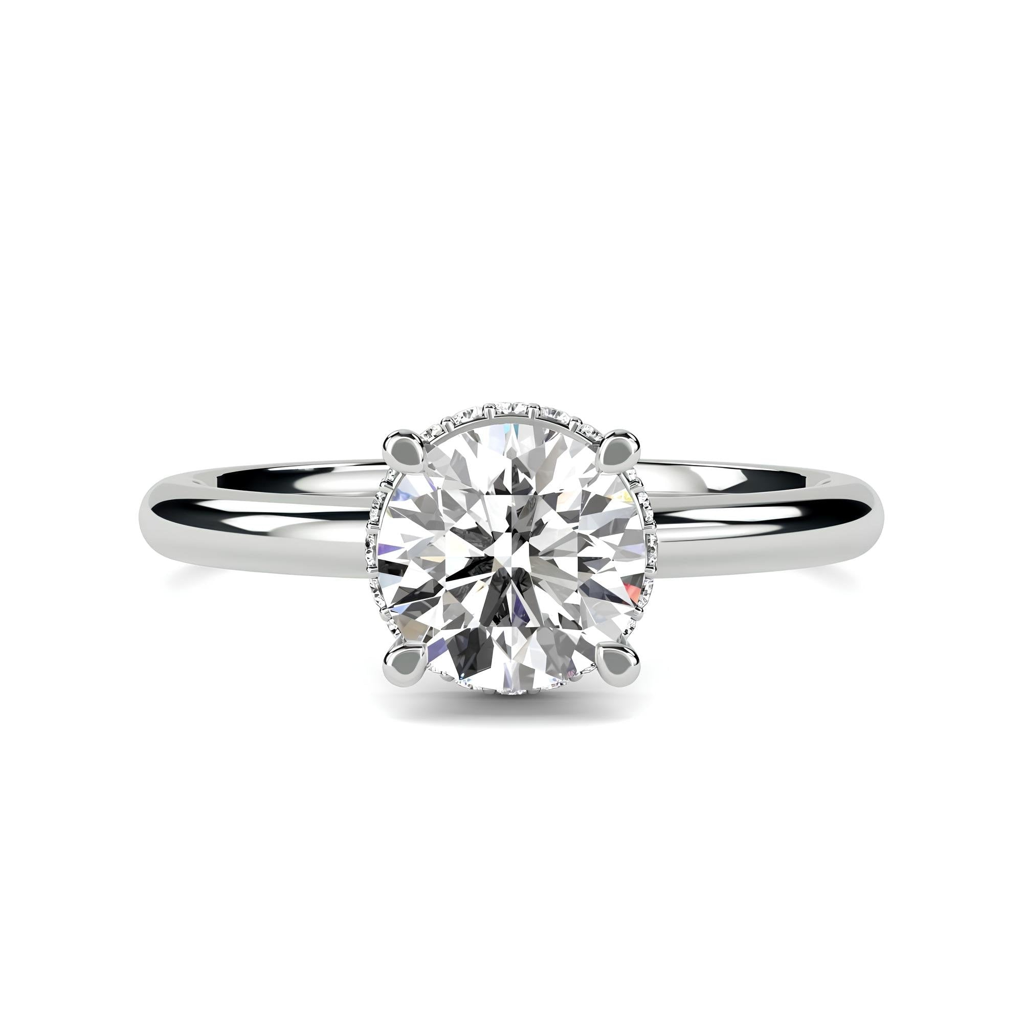Vintage-inspired Hidden Halo 1.50 Carat Lab Grown Diamond Engagement Ring/ Wedding Band in 14K Solid Gold - Perfect for Promises and Forever