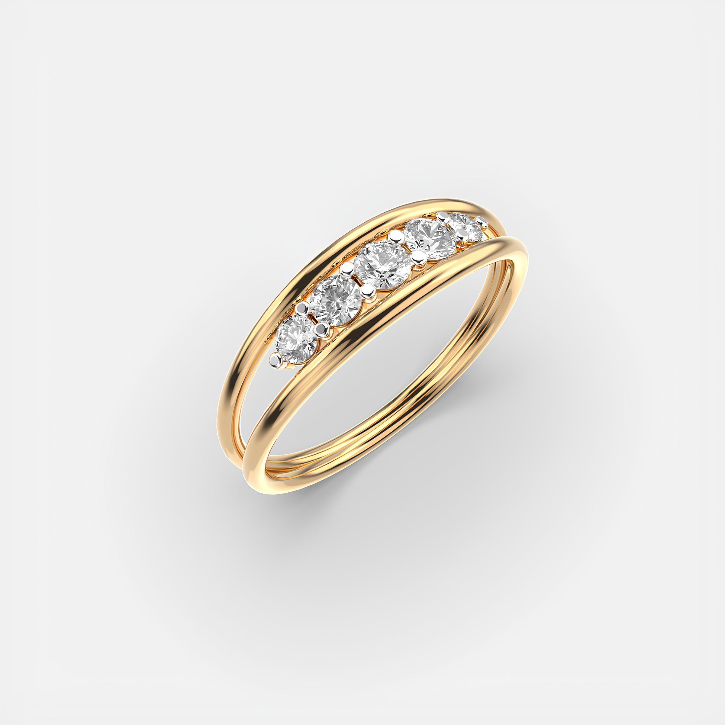 5-Stone EF VS/SI Lab-Created Diamond Wedding Band – 14K Solid Gold Engagement Ring