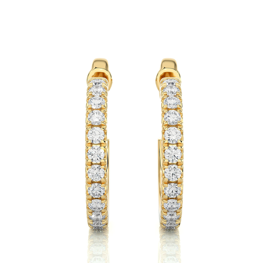 Exquisite 14k Solid Gold Lab Grown Diamond Hoop Stud Earrings-Dazzling Pave Setting,Modern Minimalist Design-Fine Jewelry for the Discerning