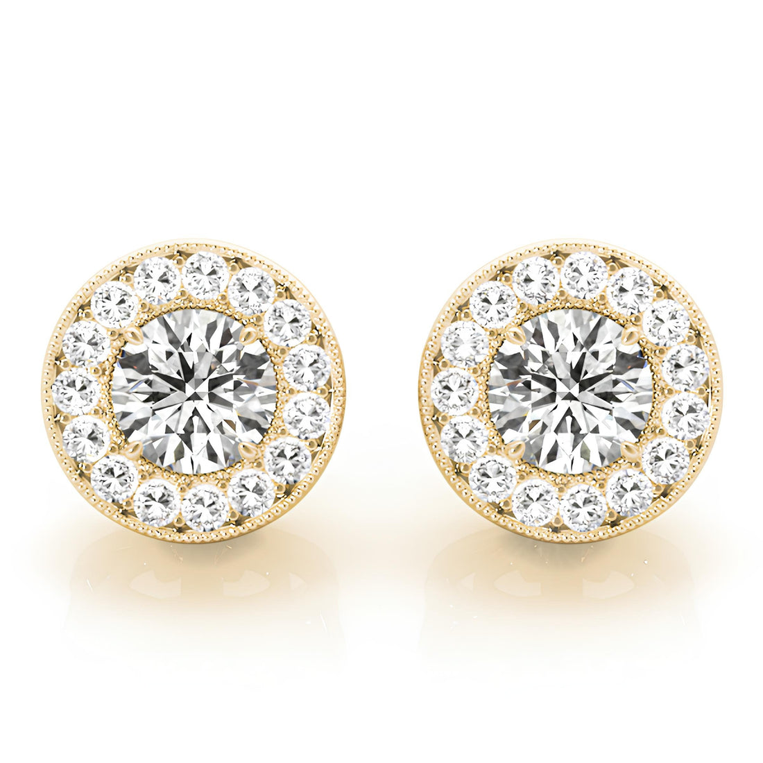 0.25 - 4.00 Carat Round Cut Lab Grown Diamond Halo Earrings, Round Diamond Studs, Stud Earrings for Women, Valentine, Anniversary Gifts