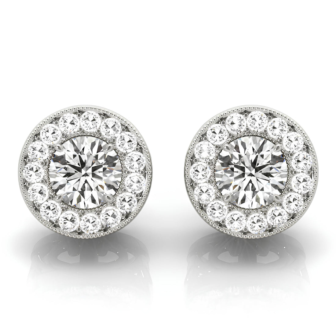 0.25 - 4.00 Carat Round Cut Lab Grown Diamond Halo Earrings, Round Diamond Studs, Stud Earrings for Women, Valentine, Anniversary Gifts