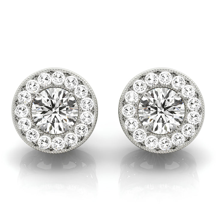 0.25 - 4.00 Carat Round Cut Lab Grown Diamond Halo Earrings, Round Diamond Studs, Stud Earrings for Women, Valentine, Anniversary Gifts