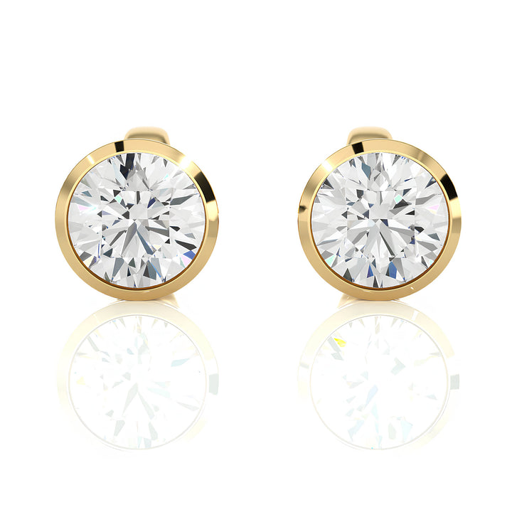 0.25 - 4.00 CTW Round Cut Lab Grown Diamond Wedding Earrings, Bezel Round Diamond Studs Earrings for Women, Birthday / Anniversary Gifts