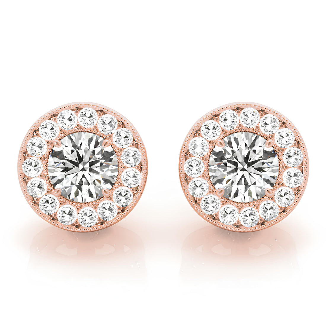 0.25 - 4.00 Carat Round Cut Lab Grown Diamond Halo Earrings, Round Diamond Studs, Stud Earrings for Women, Valentine, Anniversary Gifts